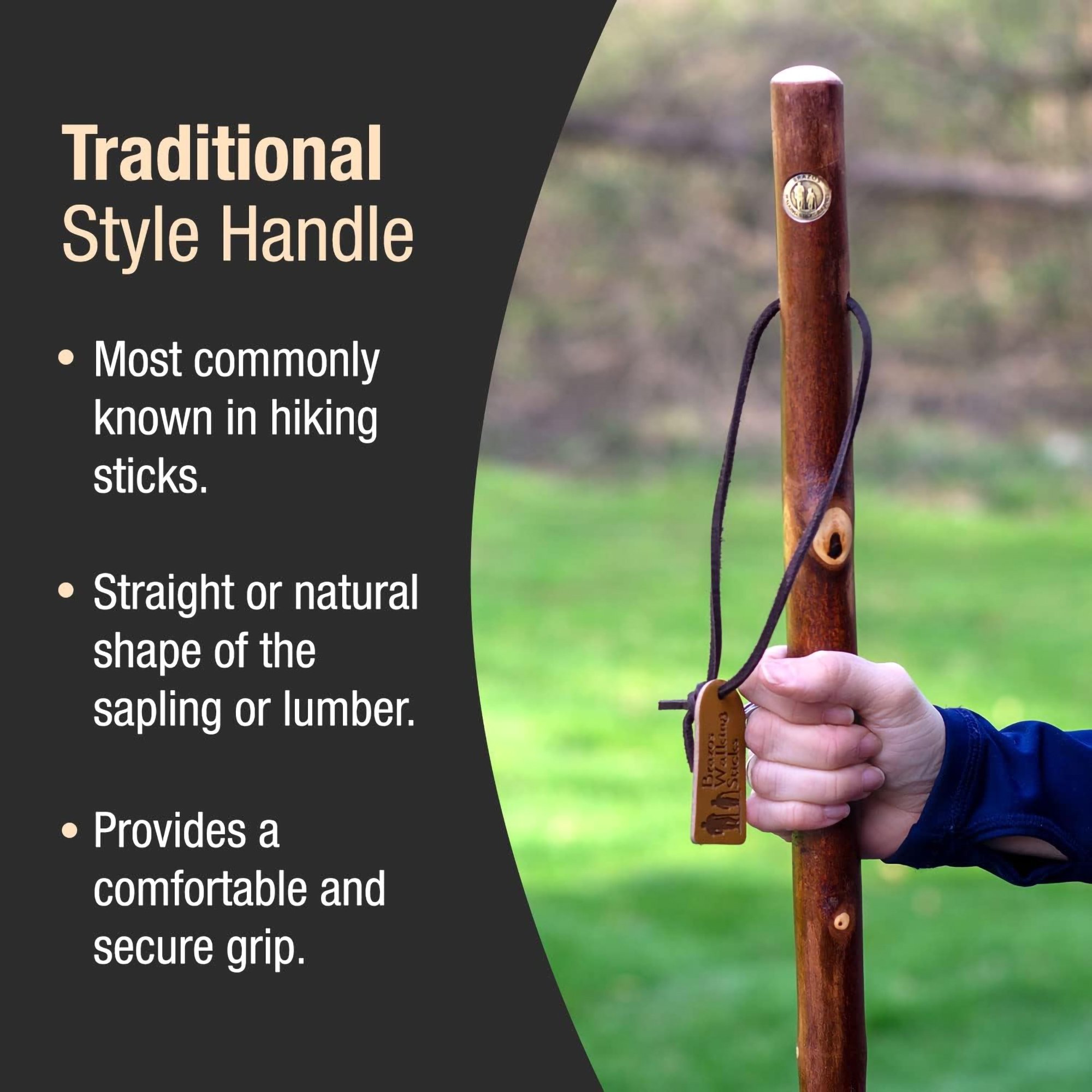 Mabis Healthcare 602-3000-1180 - Brazos™ Maple Rustic Walking Stick, 55-Inch Height - 1/Each