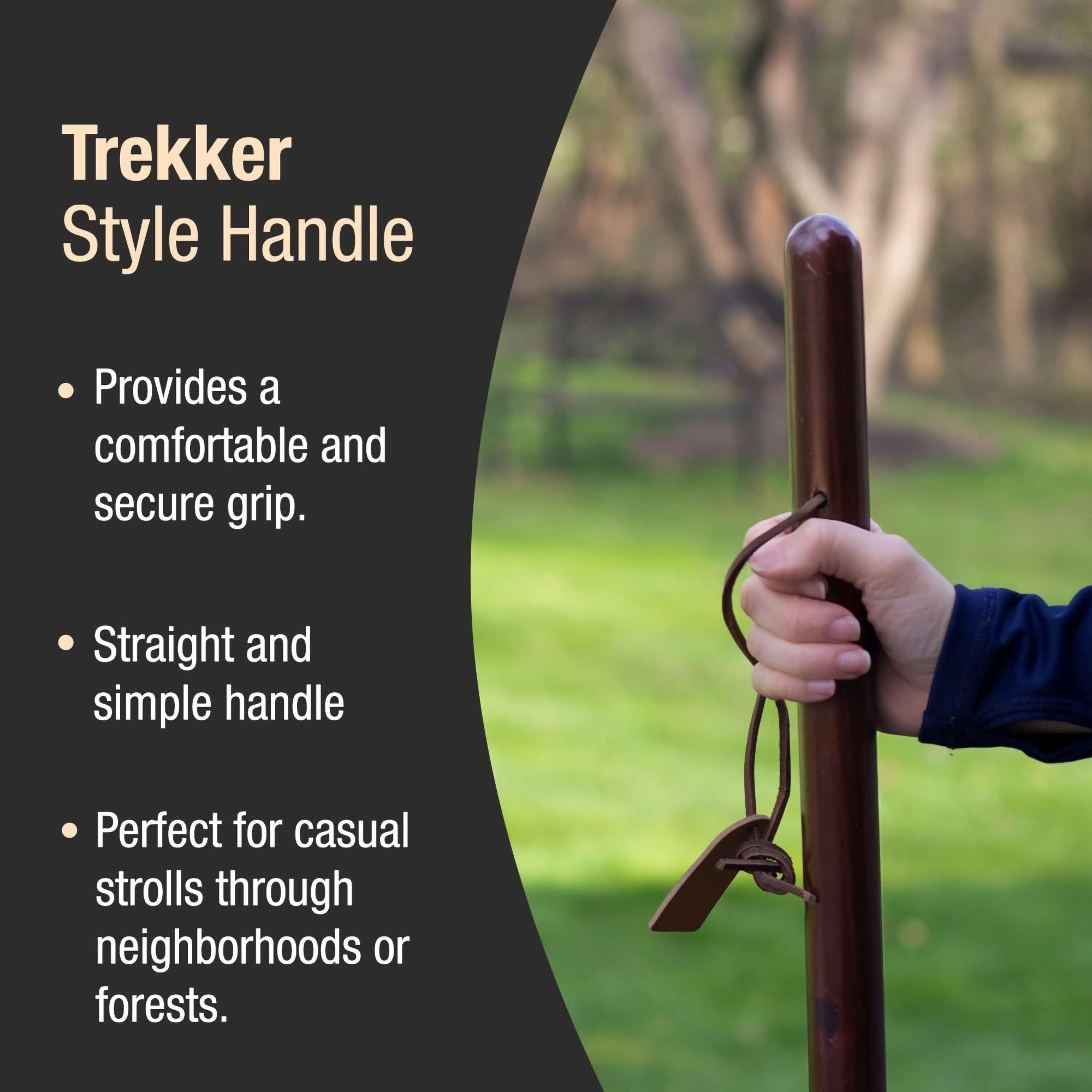 Mabis Healthcare 602-3000-1239 - Brazos™ Traditional Straight Pine Handcrafted Walking Stick, 55-Inch, Brown - 1/Each