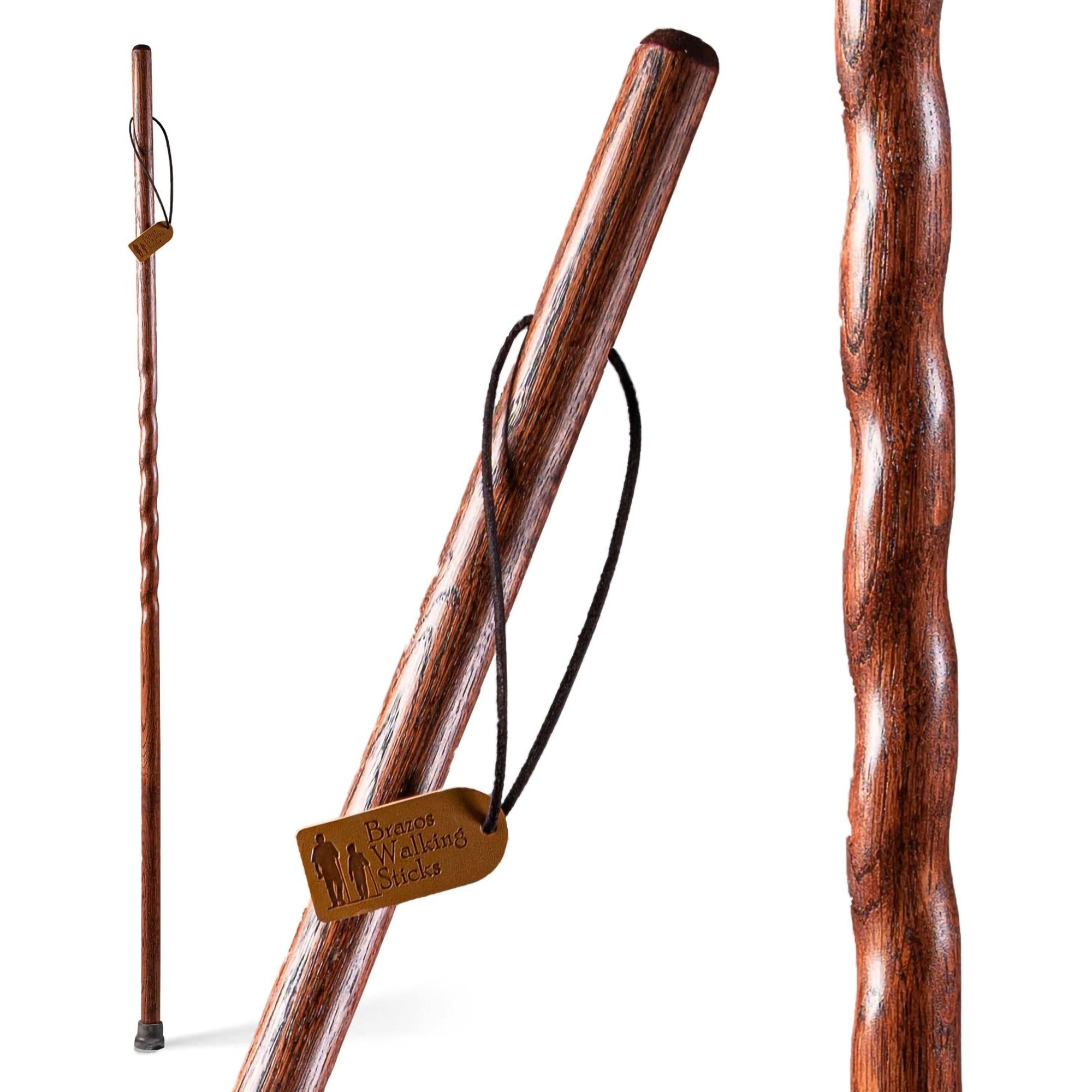 Mabis Healthcare 602-3000-1368 - Brazos™ Twisted Oak Trekker Handcrafted Walking Stick, Red, 55-Inch - 1/Each