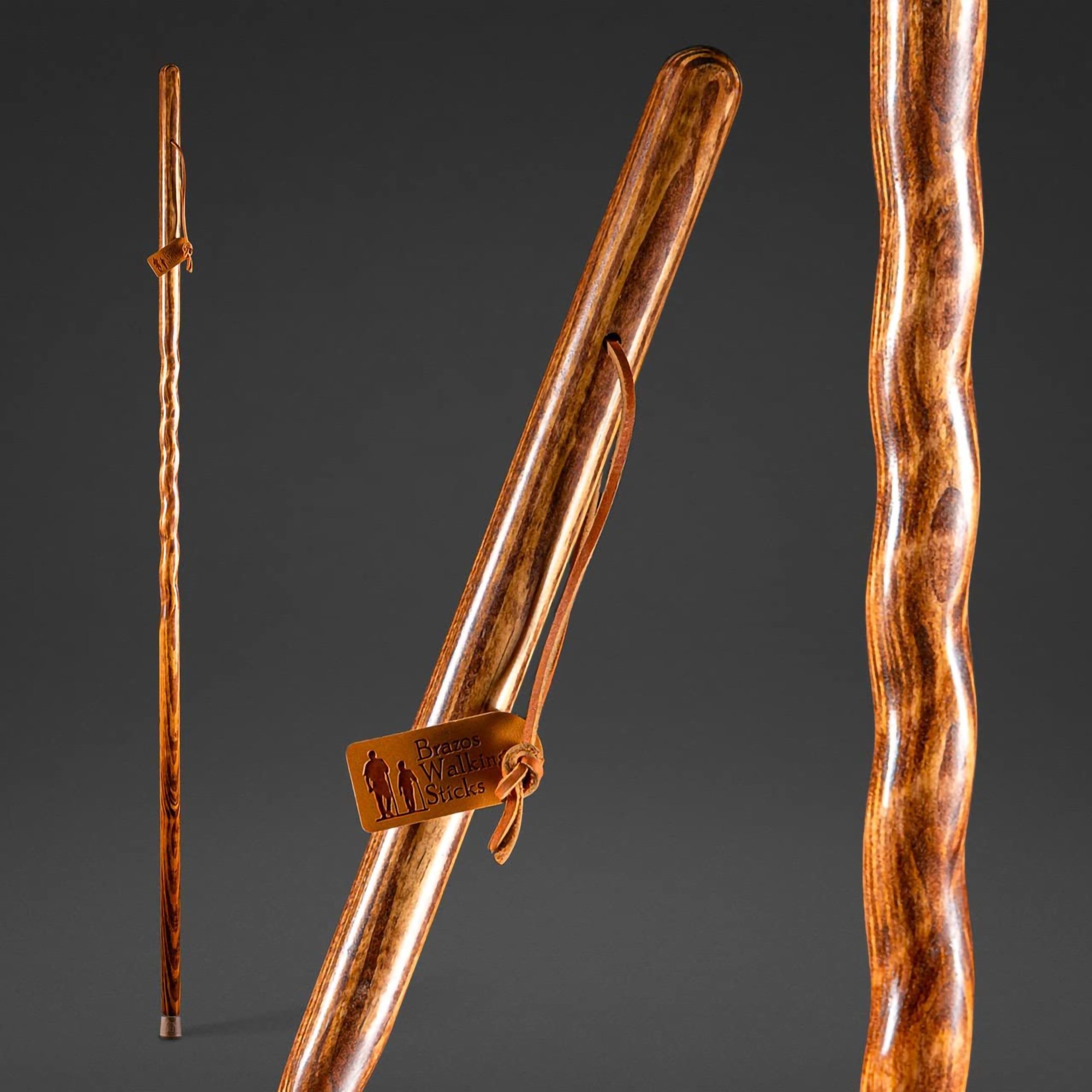 Mabis Healthcare 602-3000-1438 - Brazos™ Twisted Pine Handcrafted Walking Stick, 55-Inch - 1/Each