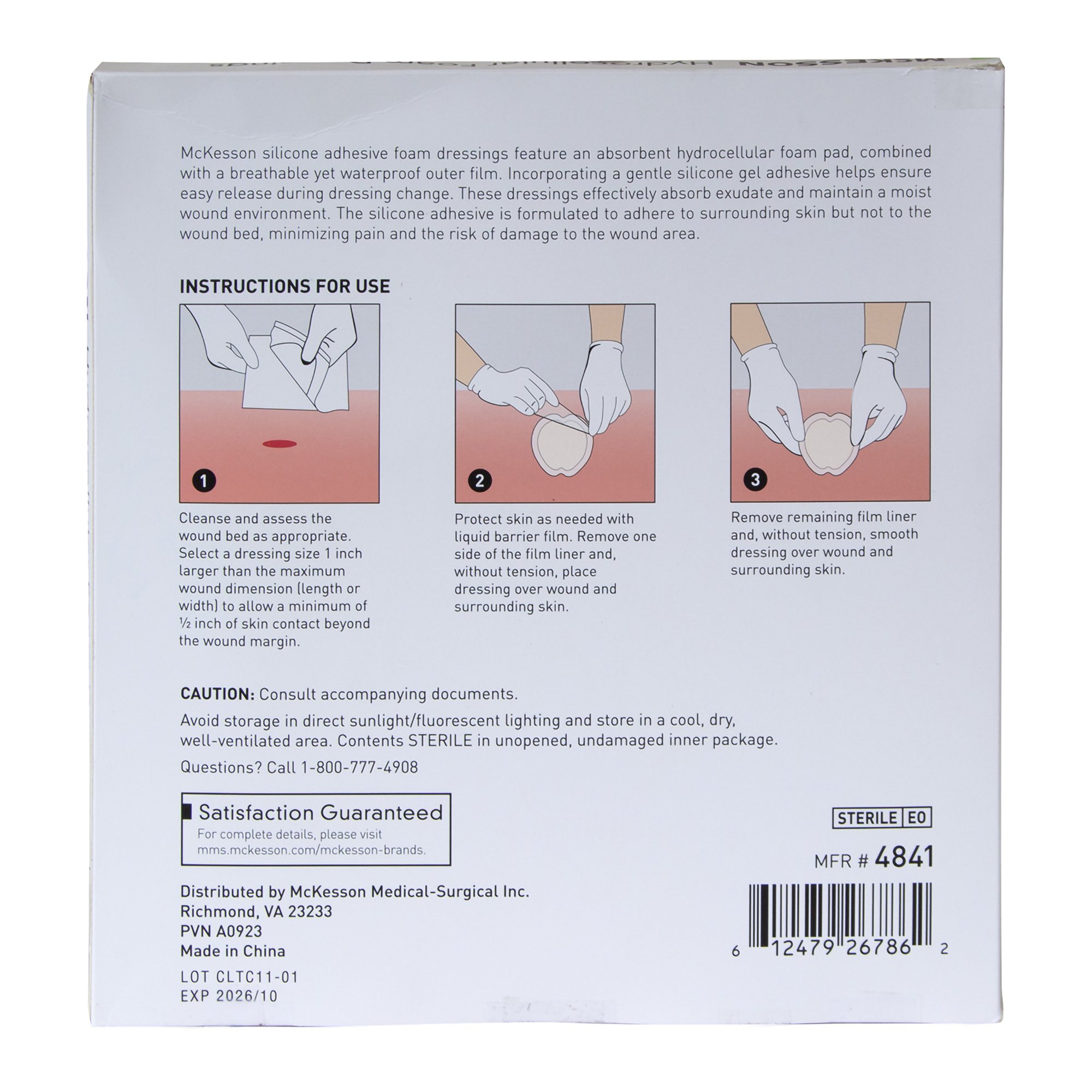 McKesson Brand 4841 - McKesson Hydrocellular Foam Dressing with Border Silicone Adhesive, Sacral - 1/Each, 5/Box, 50/Case