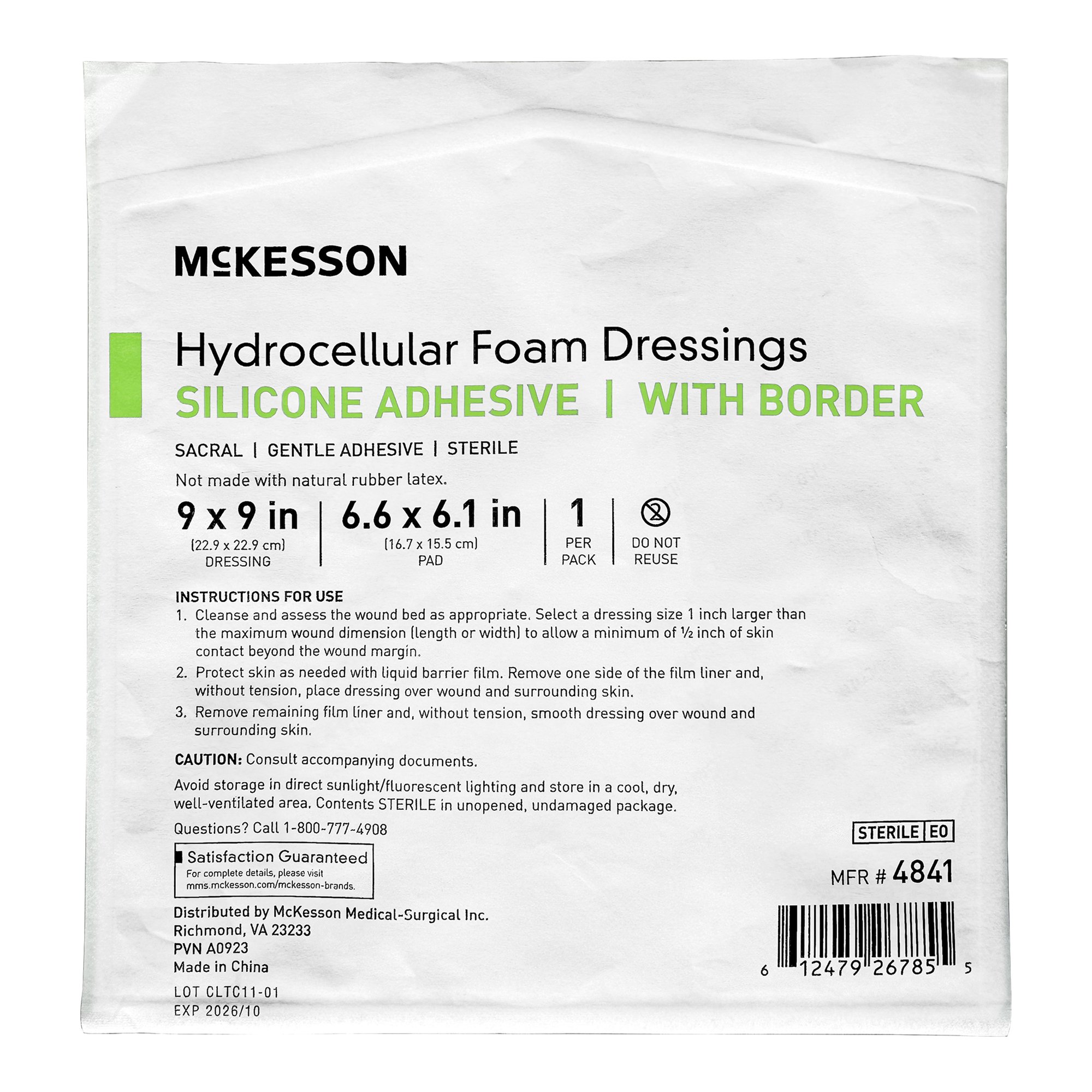 McKesson Brand 4841 - McKesson Hydrocellular Foam Dressing with Border Silicone Adhesive, Sacral - 1/Each, 5/Box, 50/Case