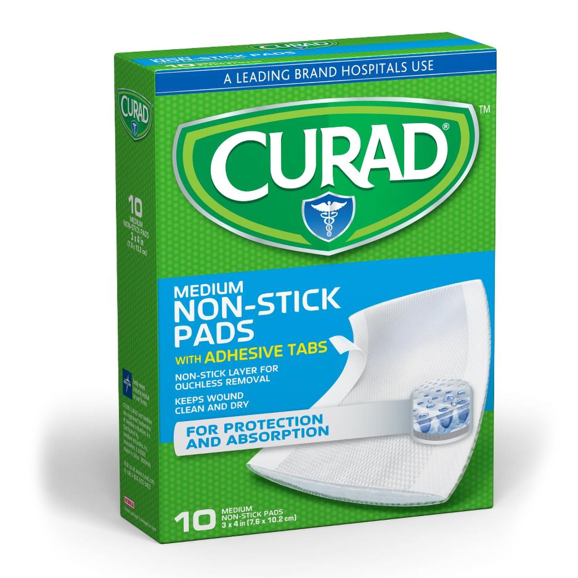 Medline - CUR47148NRB Non-Adherent Dressing with Adhesive Curad® 3 X 4 Inch Sterile 10 per Pack