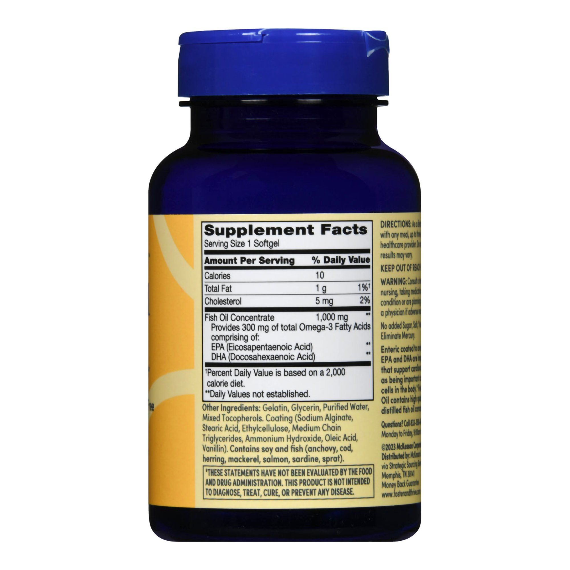 McKesson Brand 01093995738 - Foster & Thrive™ Fish Oil 1000 mg Softgels - 1/Bottle