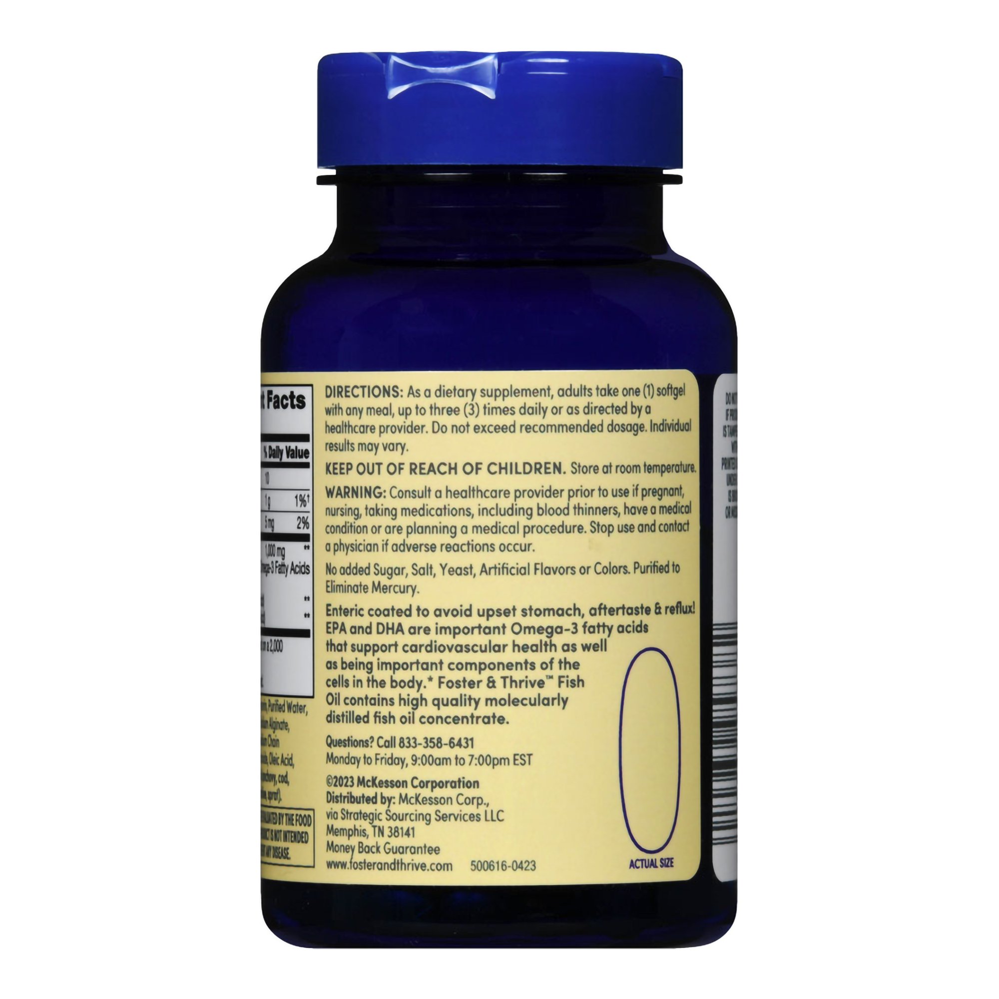 McKesson Brand 01093995738 - Foster & Thrive™ Fish Oil 1000 mg Softgels - 1/Bottle