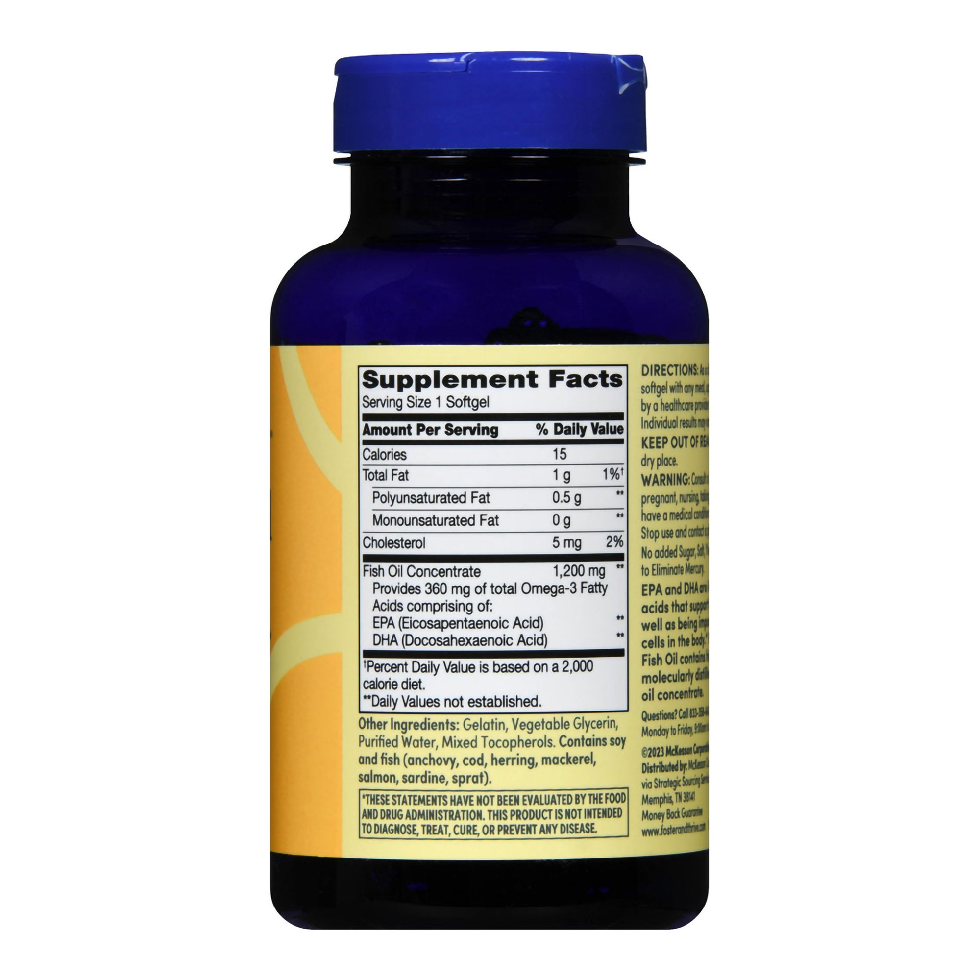McKesson Brand 01093995739 - Foster & Thrive™ Fish Oil 1200 mg Softgels - 1/Bottle