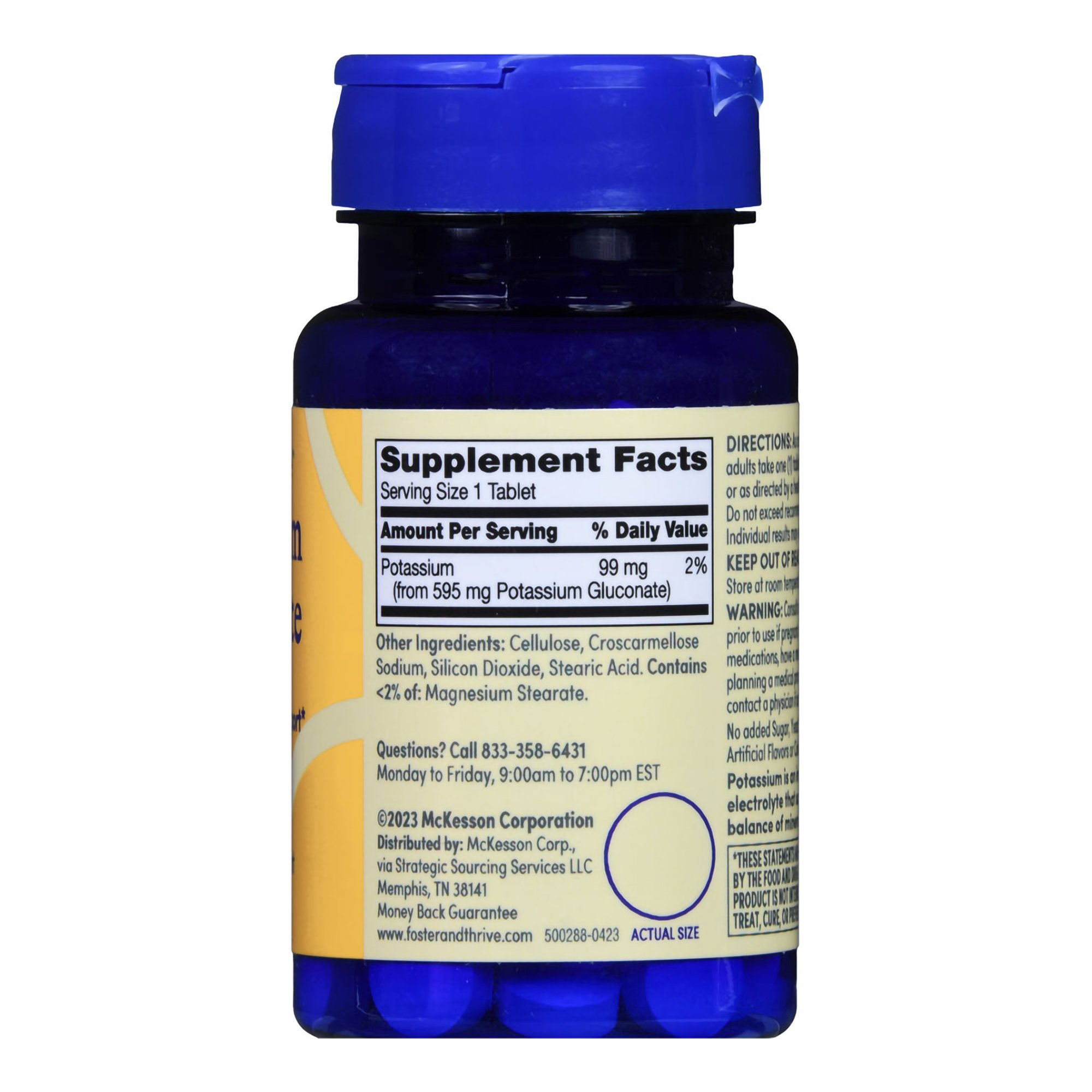 McKesson Brand 01093995755 - Foster & Thrive™ Potassium Gluconate 595 mg Tablets - 1/Bottle