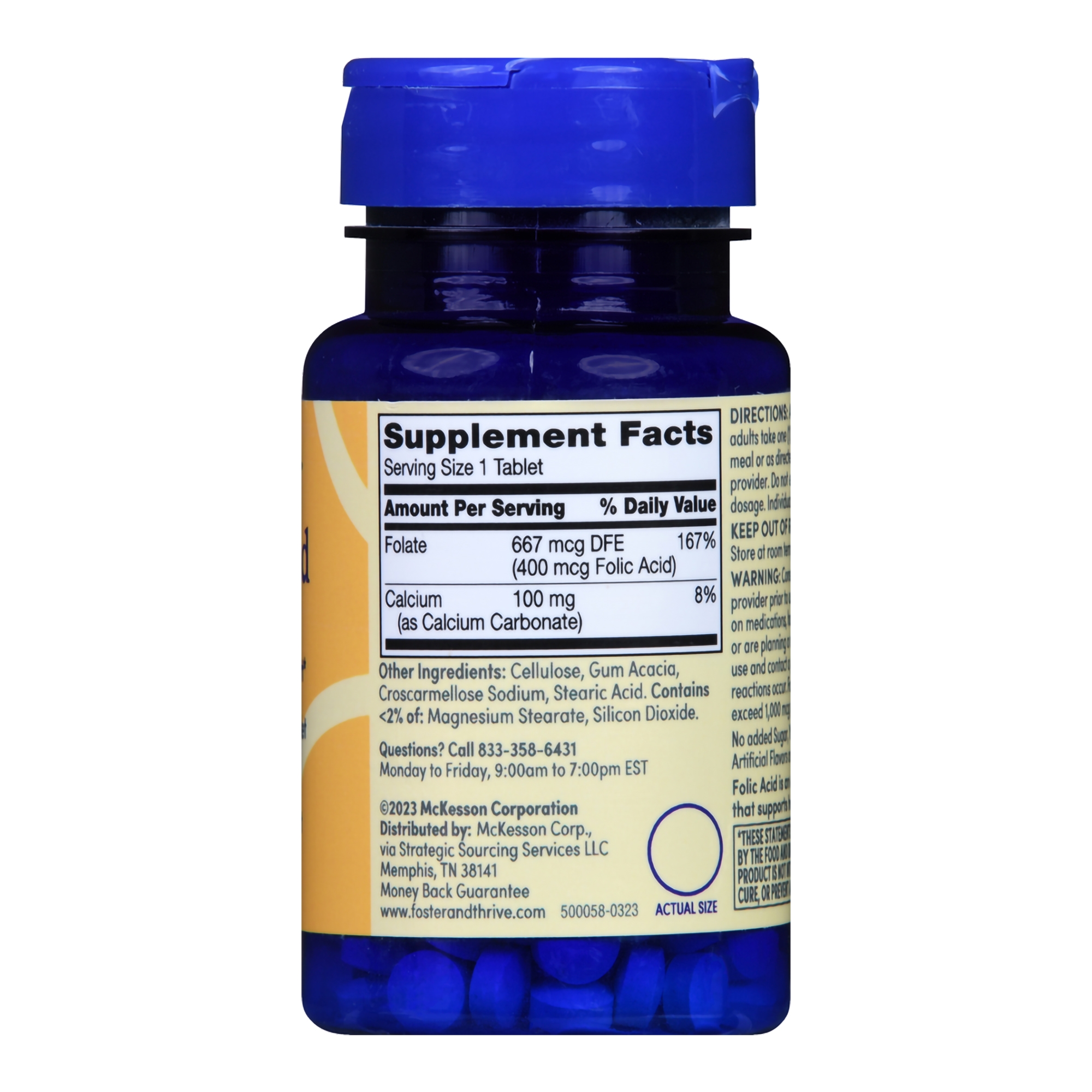 McKesson Brand 01093995744 - Foster & Thrive™ 400 mcg Folic Acid Tablets - 1/Bottle
