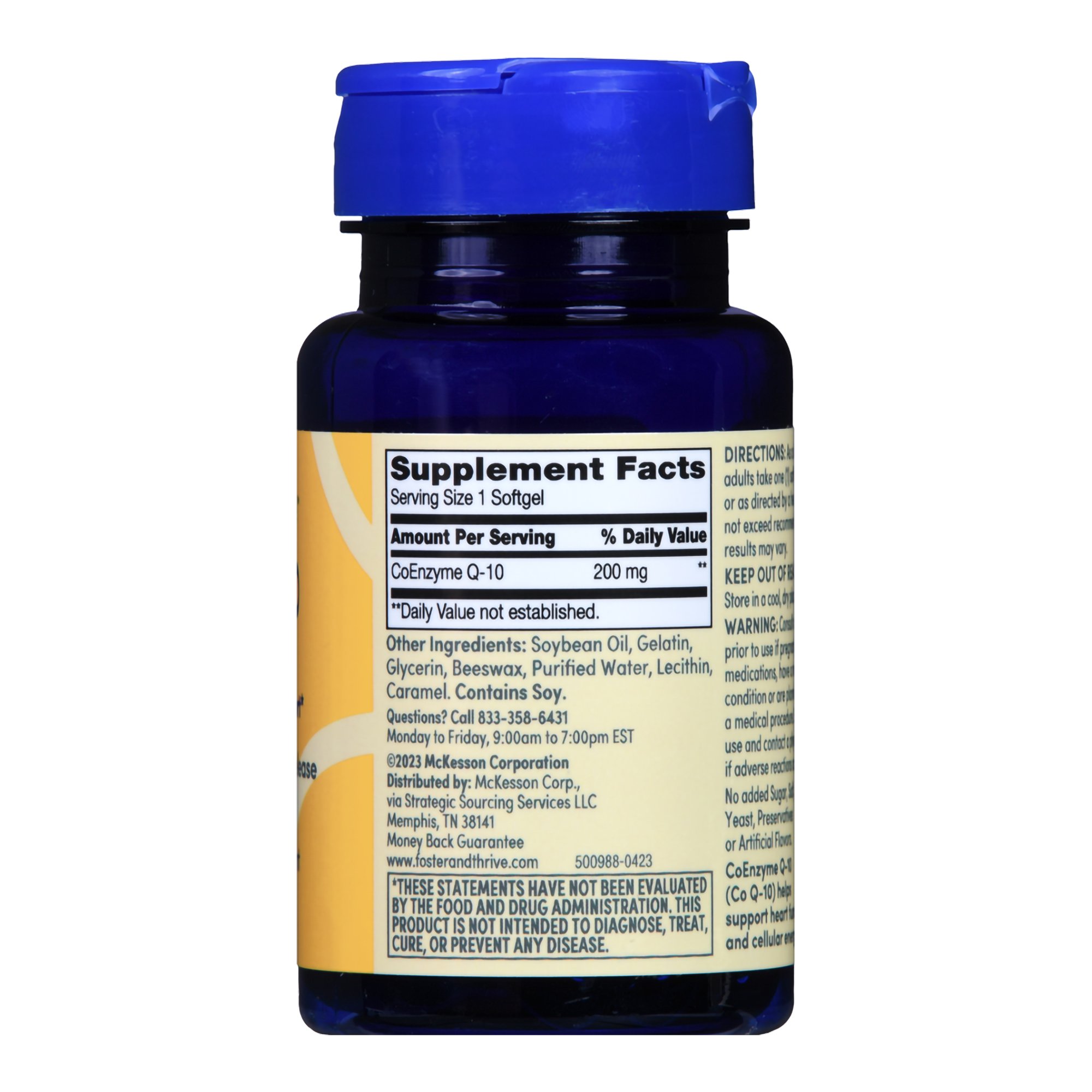 McKesson Brand 01093995735 - Foster & Thrive™ Co Q-10 200 mg Rapid Release Softgels - 1/Bottle