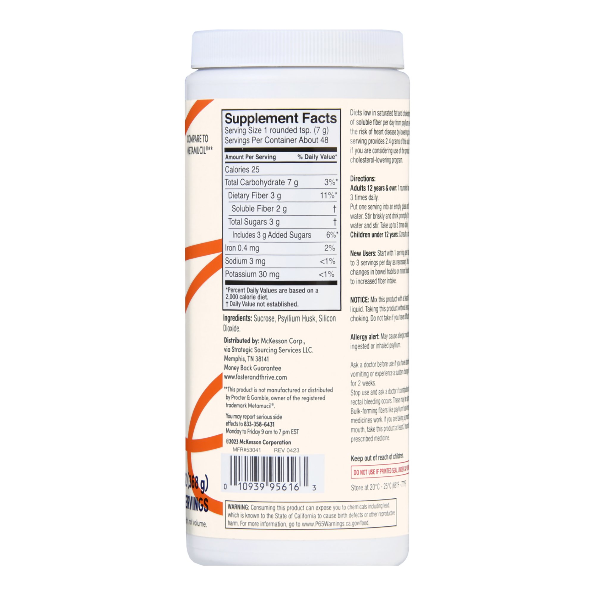 McKesson Brand 01093995616 - Foster & Thrive™ Fiber Powder Original Texture Unflavored - 1/Each