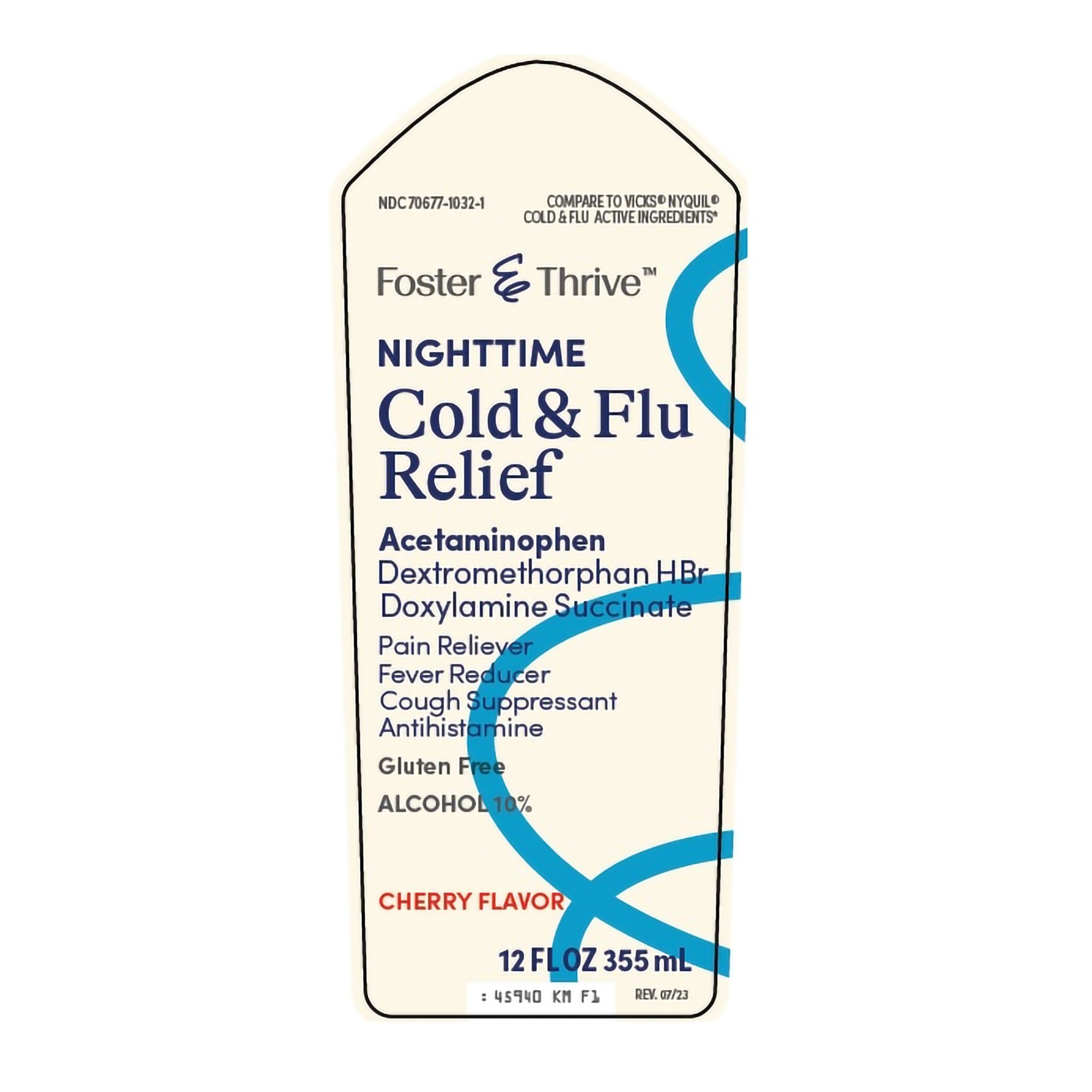 McKesson Brand - 70677103201 Foster & Thrive™ Nighttime Cold & Flu Liquid Relief