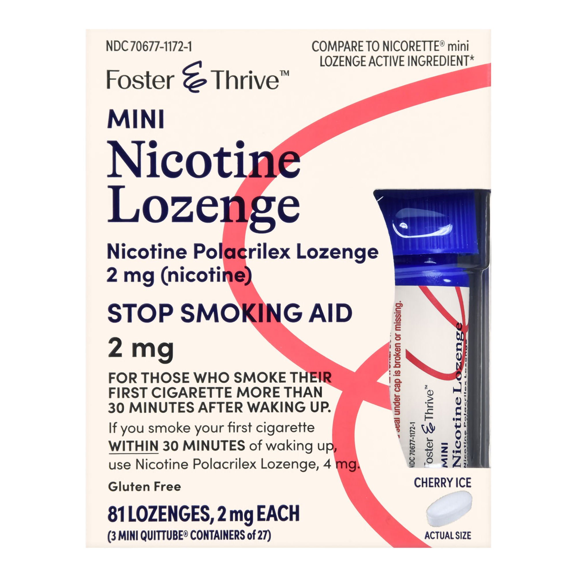 McKesson Brand - 70677117201 Foster & Thrive™ Mini Nicotine Polacrilex Lozenges 2 mg (Nicotine) Cherry Ice