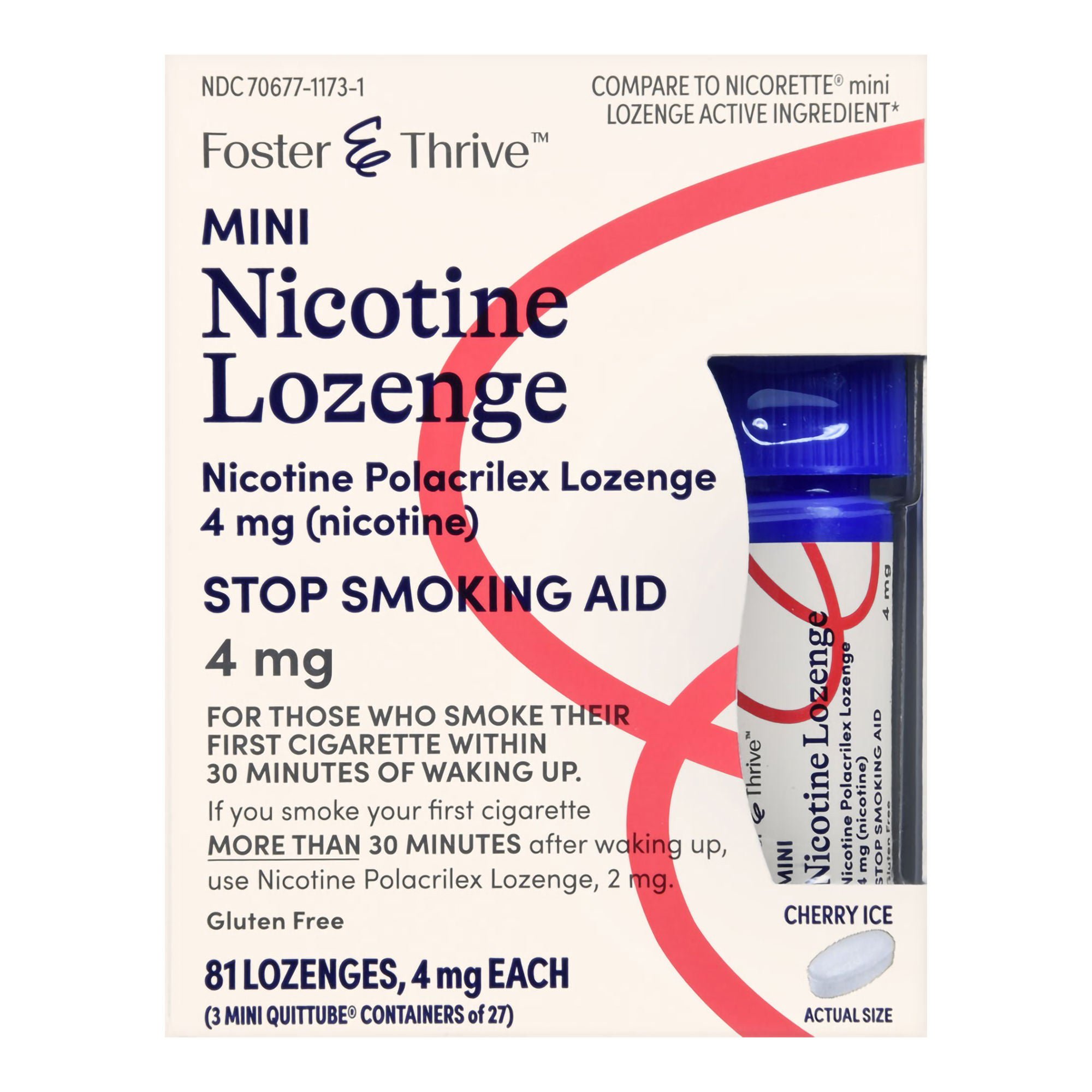 McKesson Brand - 70677117301 Foster & Thrive™ Mini Nicotine Polacrilex Lozenges 4 mg (Nicotine) Cherry Ice