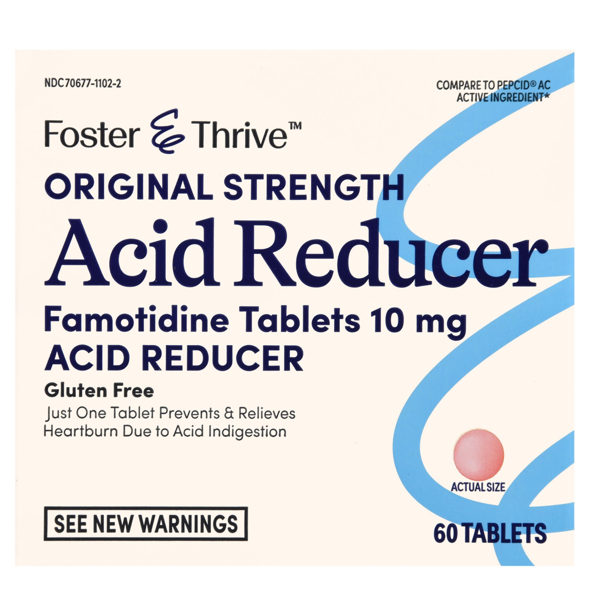 McKesson Brand - 70677110202 Foster & Thrive™ Original Strength Acid Reducer Famotidine Tablets 10 mg