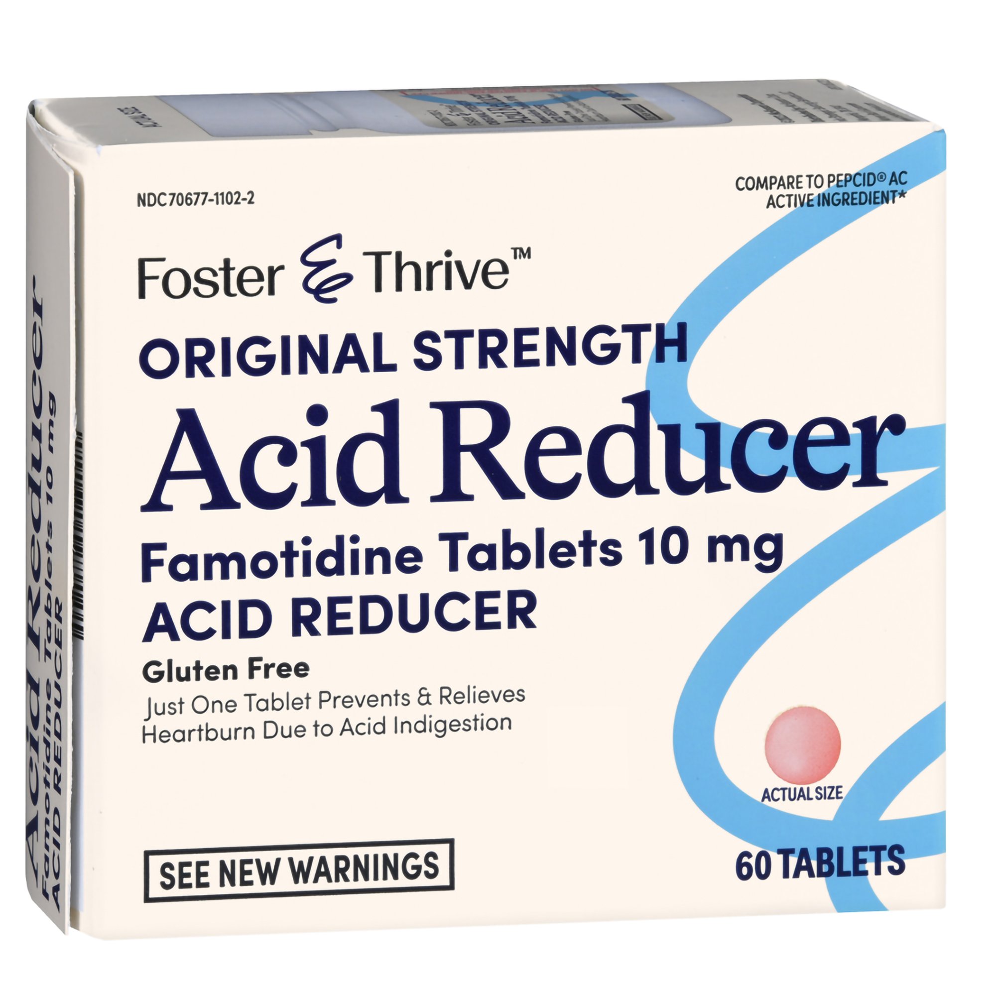 McKesson Brand 70677110202 - Foster & Thrive™ Original Strength Acid Reducer Famotidine Tablets 10 mg - 1/Bottle