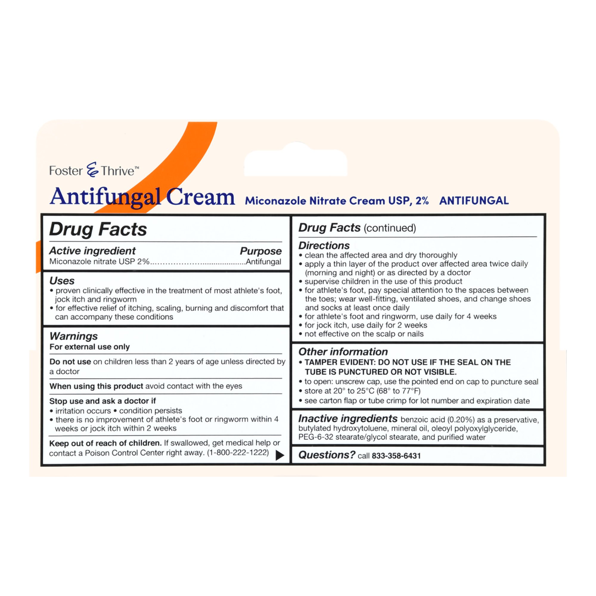 McKesson Brand 70677100001 - Foster & Thrive™ Antifungal Cream Miconazole Nitrate 2% - 1/Each