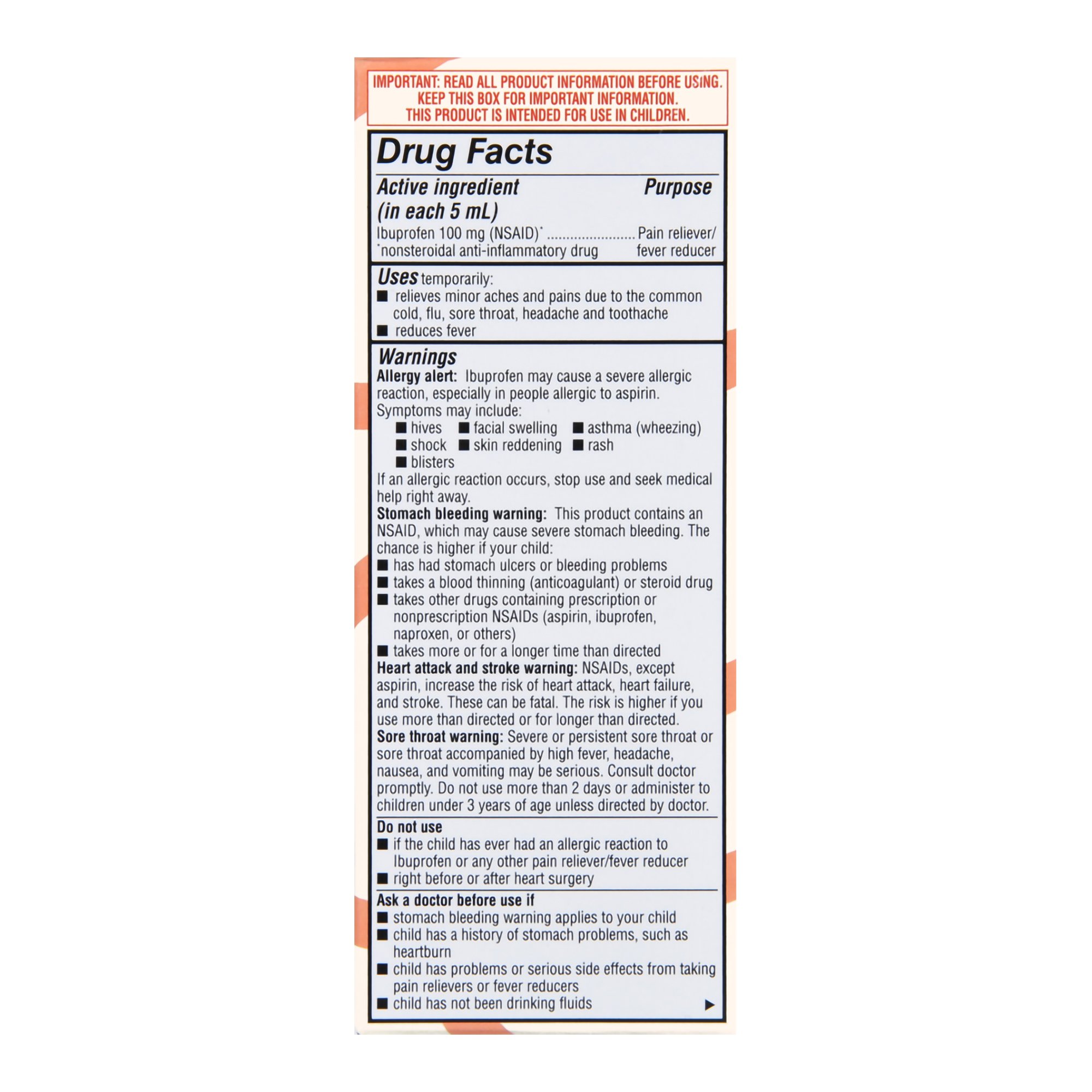 McKesson Brand 70677111701 - Foster & Thrive™ Ibuprofen Children's Pain Relief, Bubblegum Flavor - 1/Bottle
