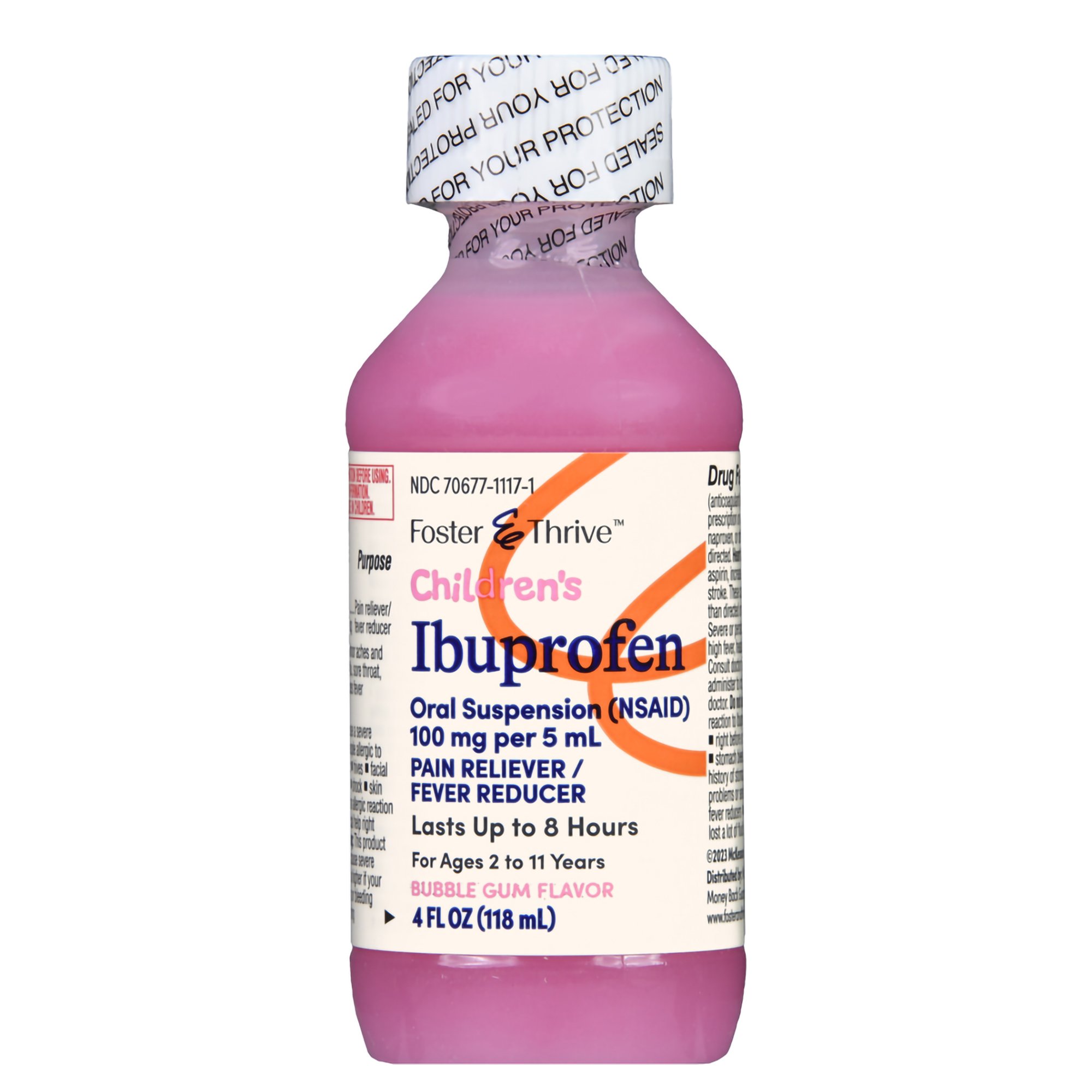 McKesson Brand 70677111701 - Foster & Thrive™ Ibuprofen Children's Pain Relief, Bubblegum Flavor - 1/Bottle
