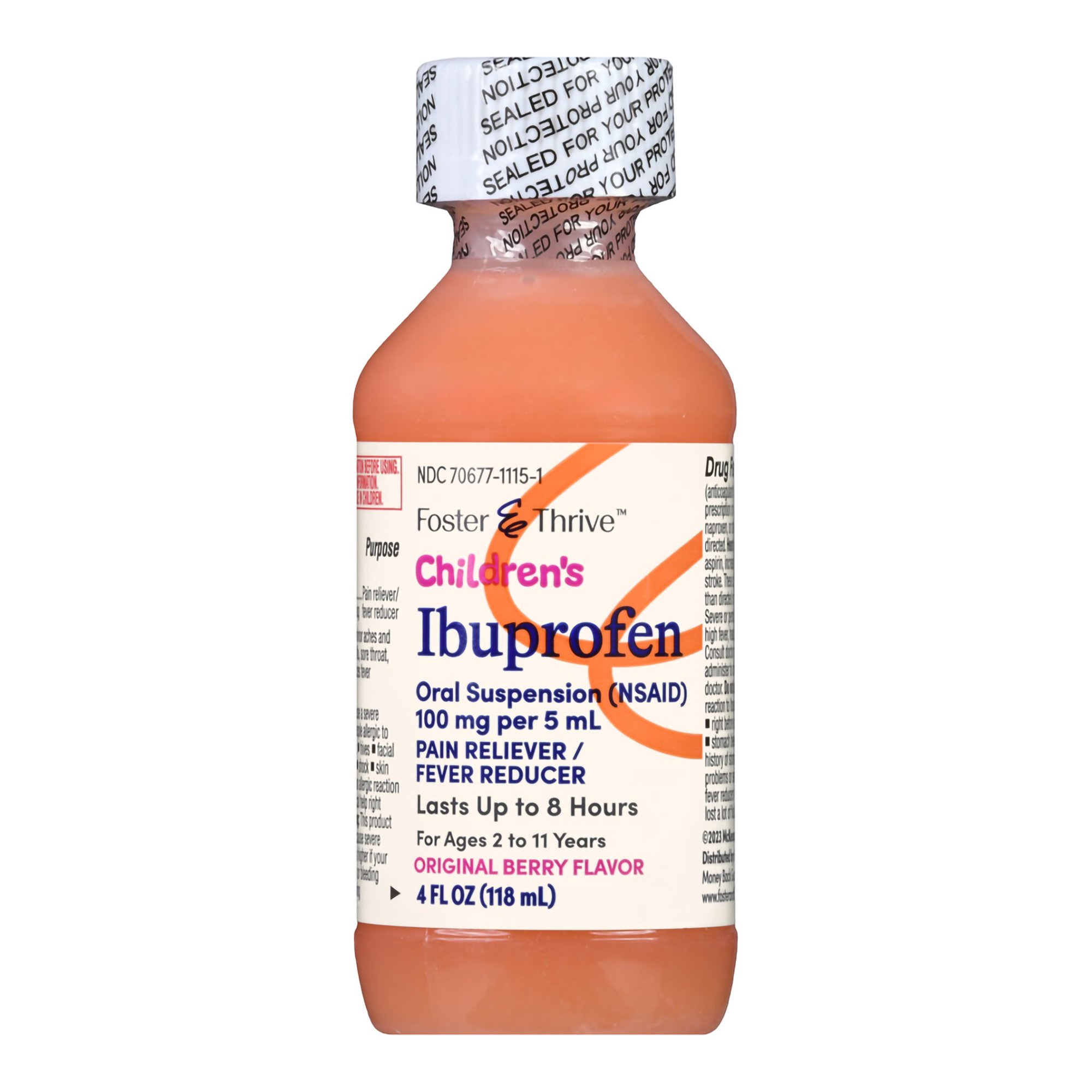McKesson Brand 70677111501 - Foster & Thrive™ Children's Ibuprofen Oral Suspension Original Berry, 4 ounces - 1/Bottle