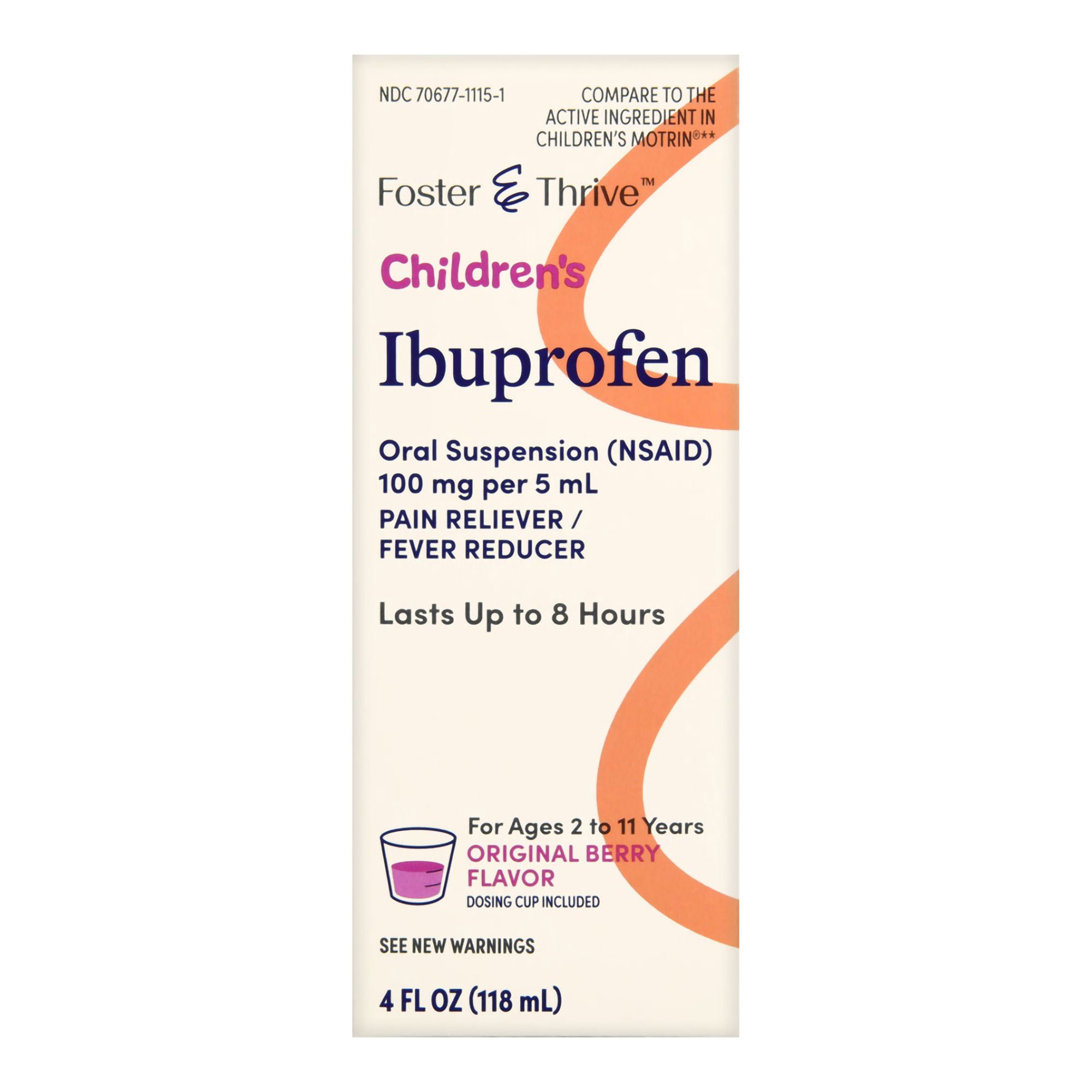 McKesson Brand - 70677111501 Foster & Thrive™ Children's Ibuprofen Oral Suspension Original Berry