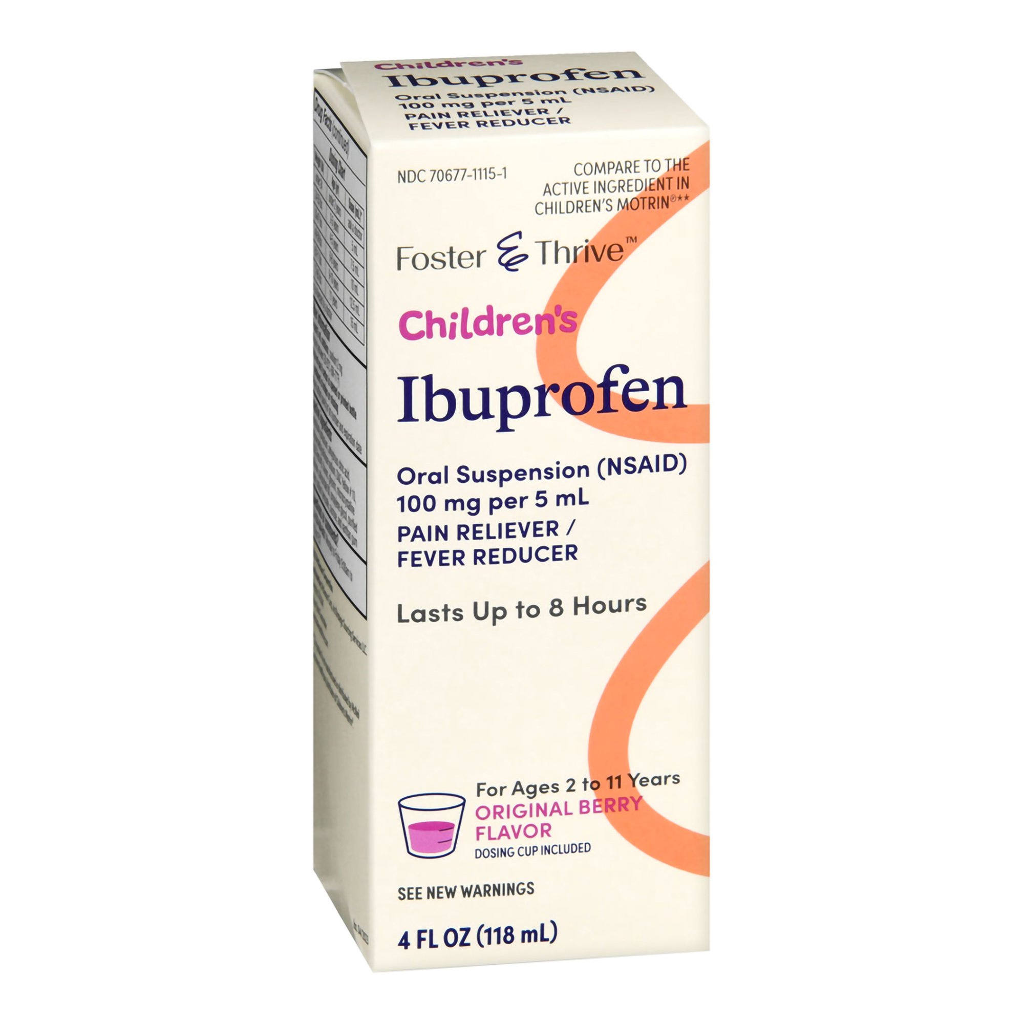McKesson Brand 70677111501 - Foster & Thrive™ Children's Ibuprofen Oral Suspension Original Berry, 4 ounces - 1/Bottle