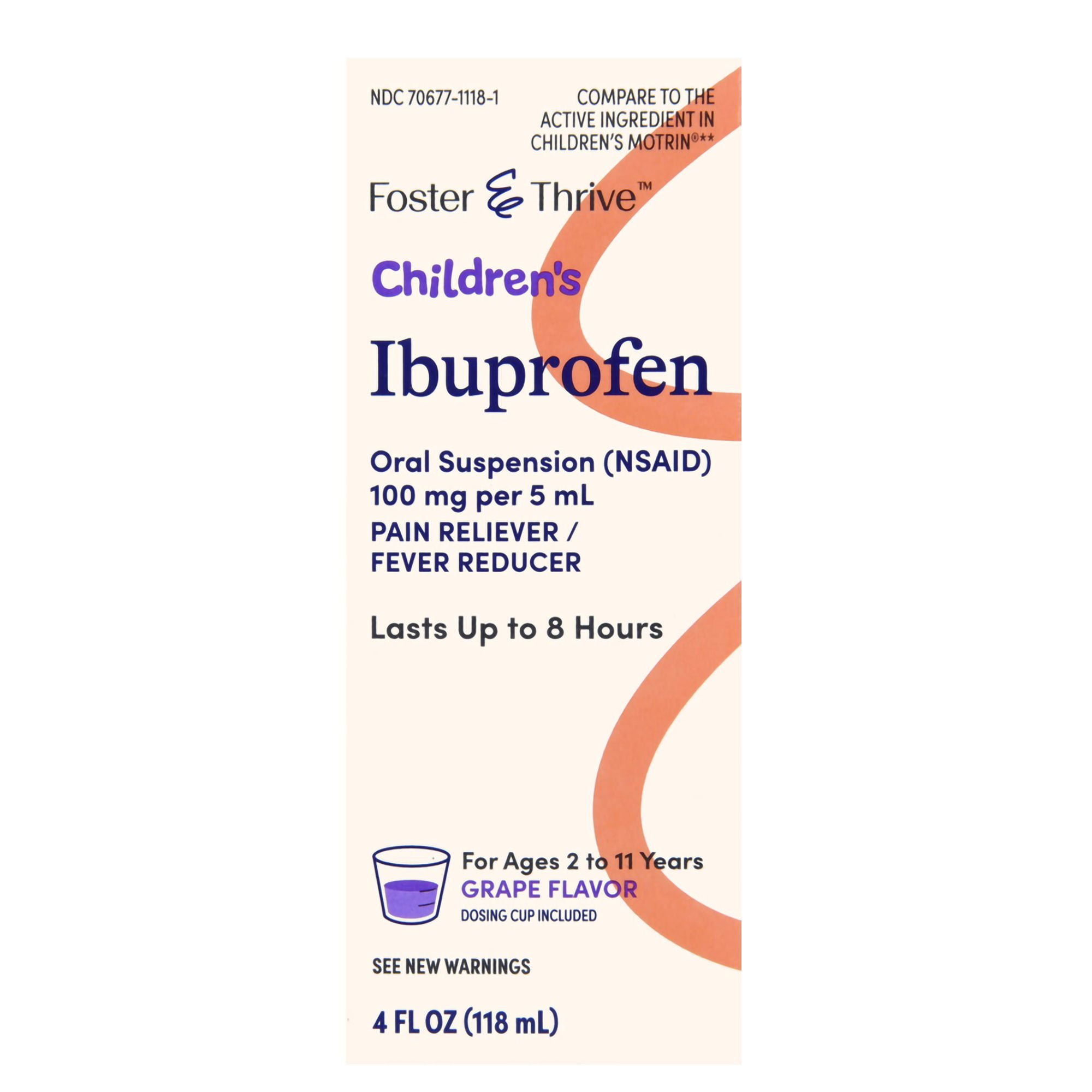 McKesson Brand - 70677111801 Foster & Thrive™ Children's Ibuprofen Oral Suspension Grape