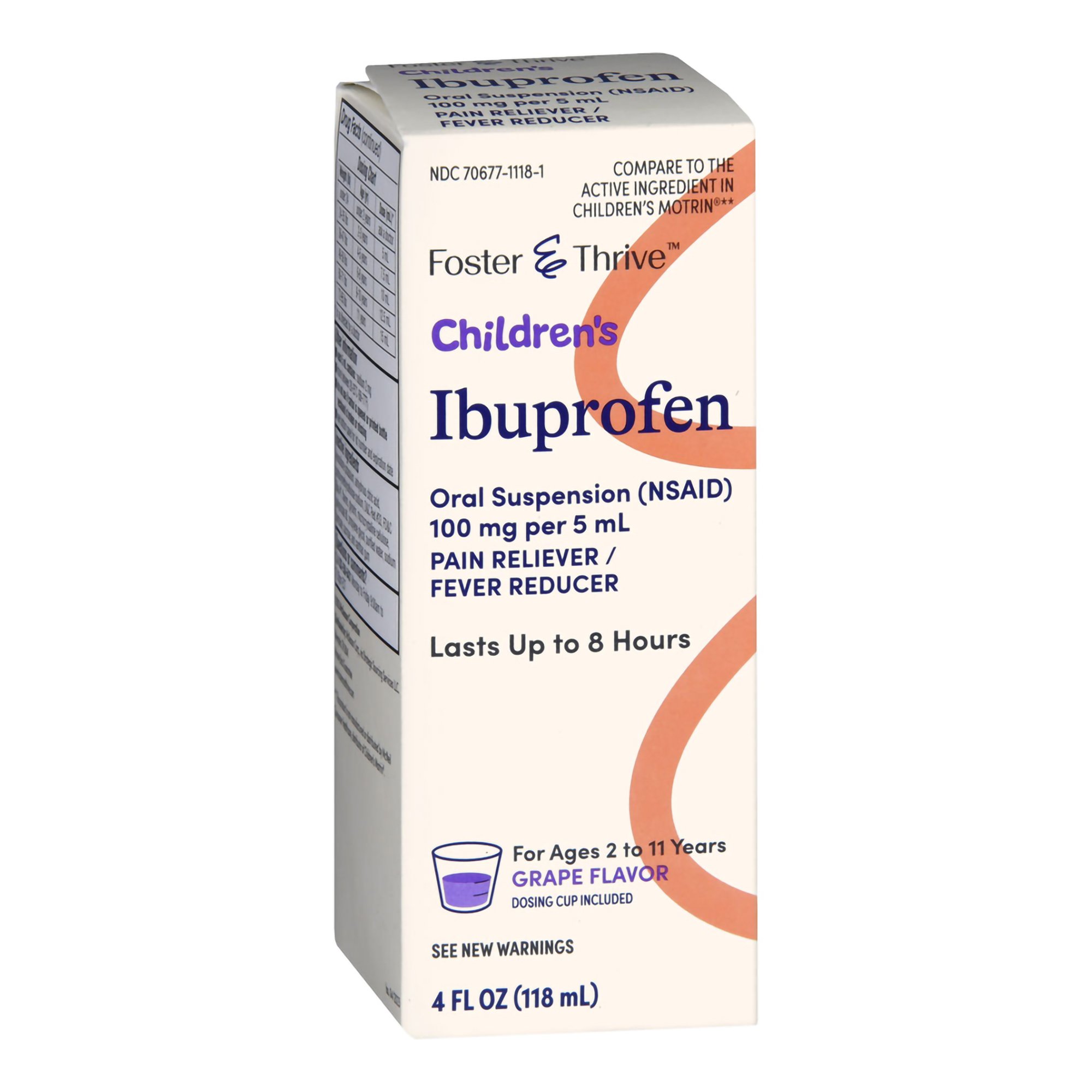 McKesson Brand 70677111801 - Foster & Thrive™ Children's Ibuprofen Oral Suspension Grape - 1/Bottle