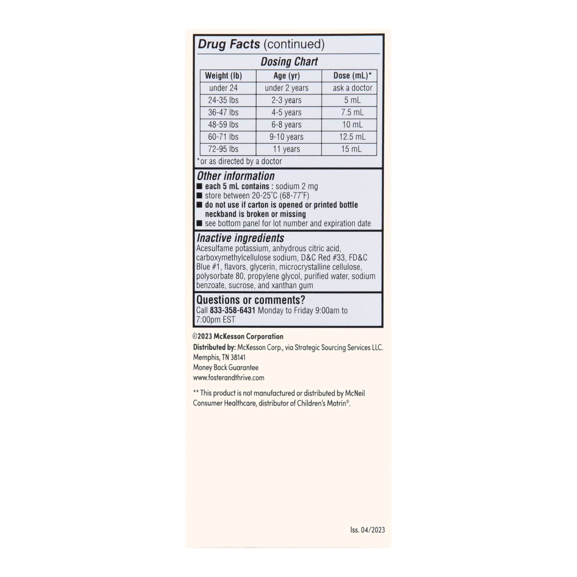 McKesson Brand 70677111801 - Foster & Thrive™ Children's Ibuprofen Oral Suspension Grape - 1/Bottle