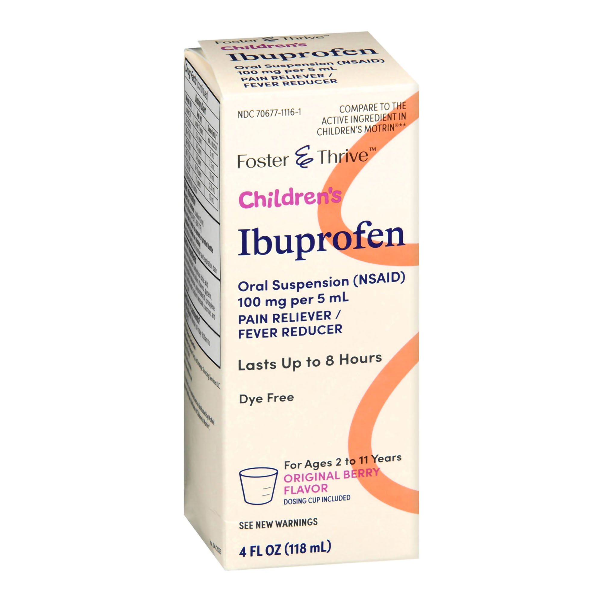 McKesson Brand 70677111601 - Foster & Thrive™ Children's Ibuprofen Oral Suspension, Original Berry, 4 ounces - 1/Each
