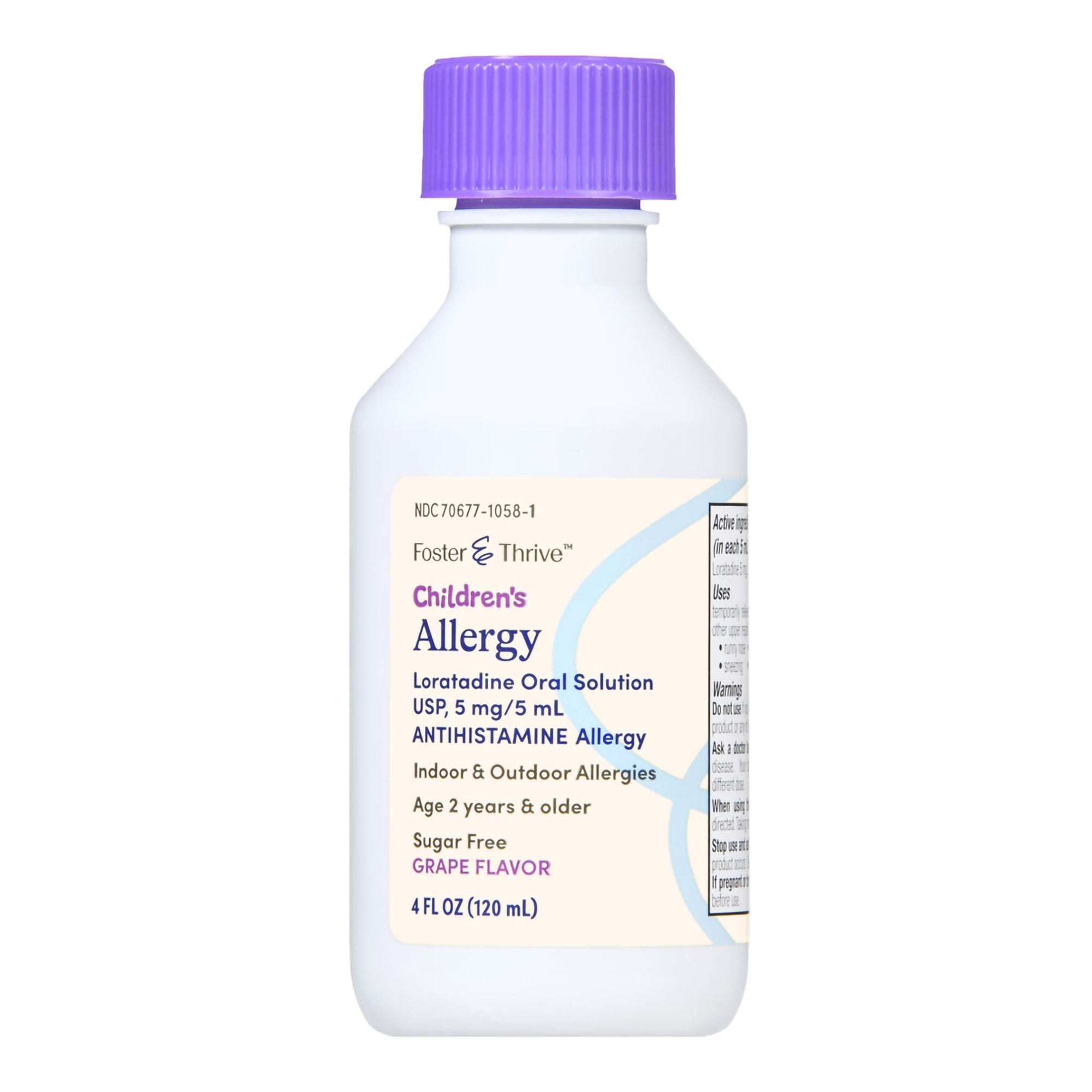 McKesson Brand 70677105801 - Foster & Thrive™ Children's Allergy Loratadine Oral Solution, Grape Flavor - 1/Each