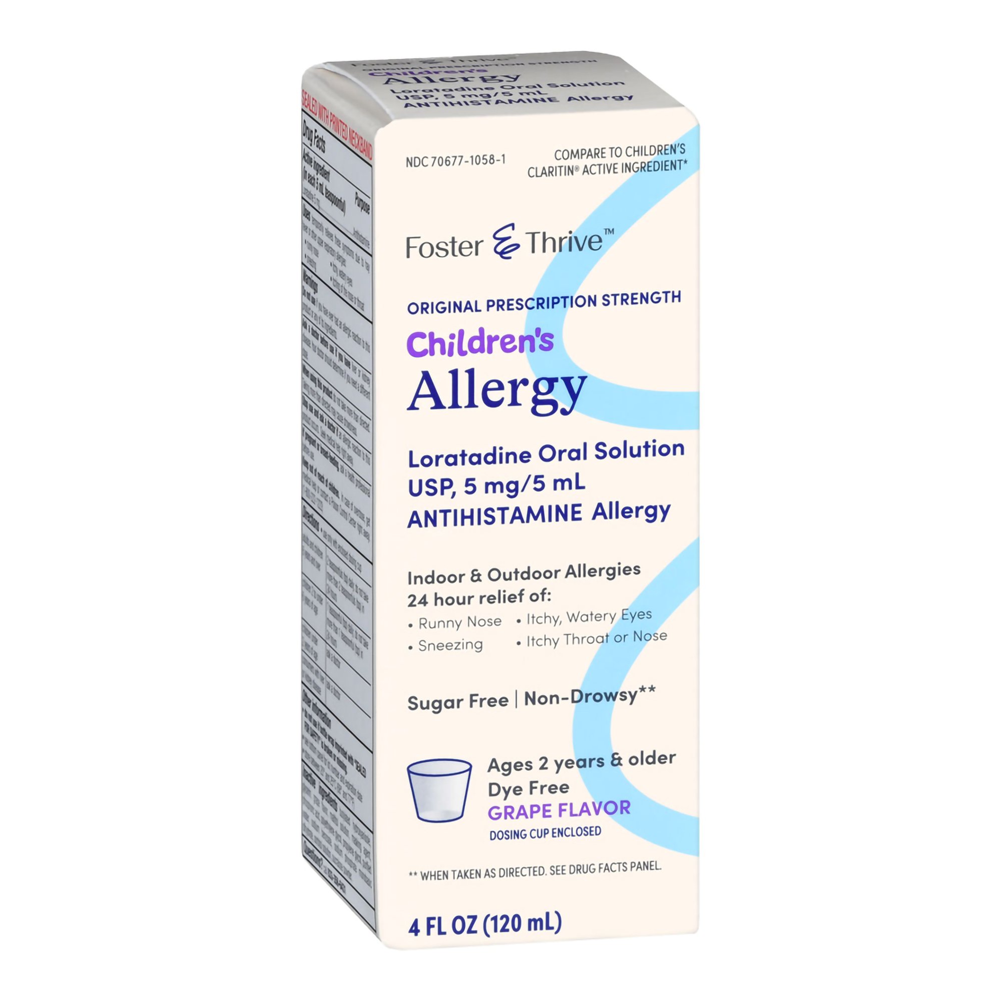 McKesson Brand 70677105801 - Foster & Thrive™ Children's Allergy Loratadine Oral Solution, Grape Flavor - 1/Each