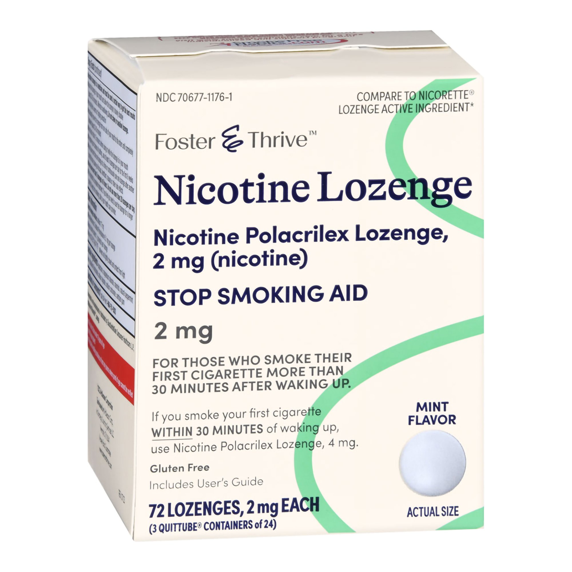 McKesson Brand 70677117601 - Foster & Thrive™ Nicotine Polacrilex Lozenges 2 mg (Nicotine) Mint - 72/Pack