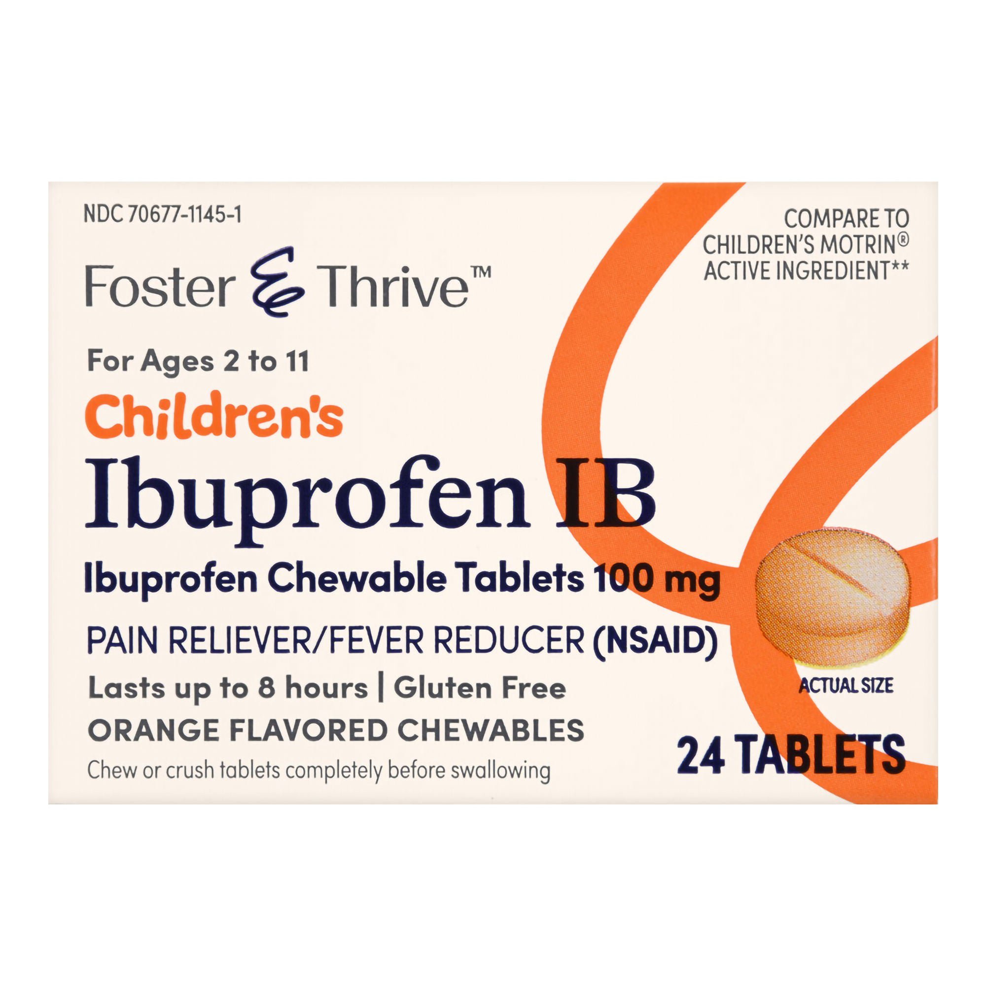 McKesson Brand - 70677114501 Foster & Thrive™ Children's Ibuprofen IB Chewable Tablets 100 mg Orange