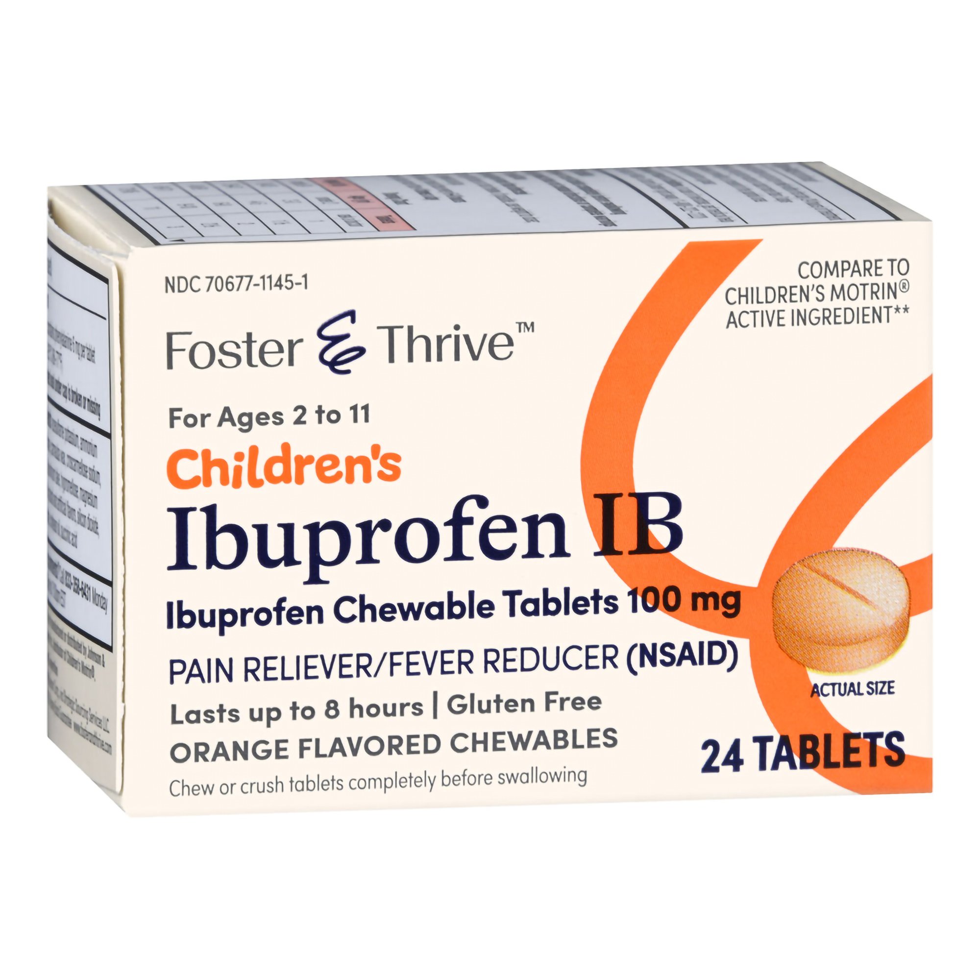 McKesson Brand 70677114501 - Foster & Thrive™ Children's Ibuprofen IB Chewable Tablets 100 mg Orange - 1/Each
