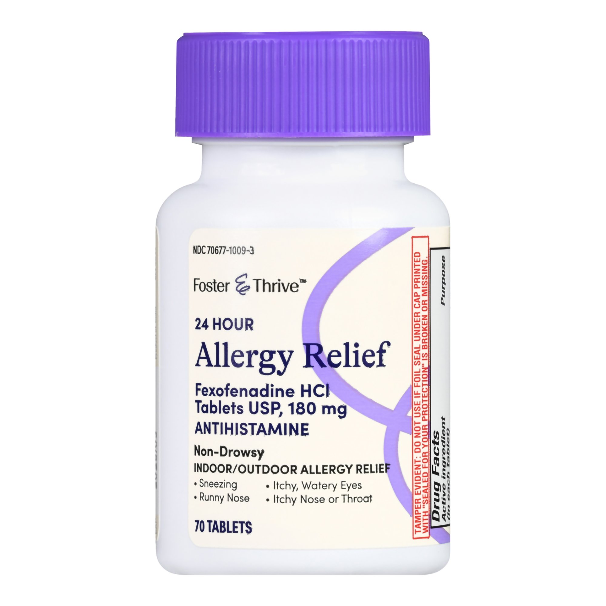McKesson Brand 70677100903 - Foster & Thrive™ 24 Hour Allergy Relief Fexofenadine HCl USP 180 mg Tablets - 1/Bottle