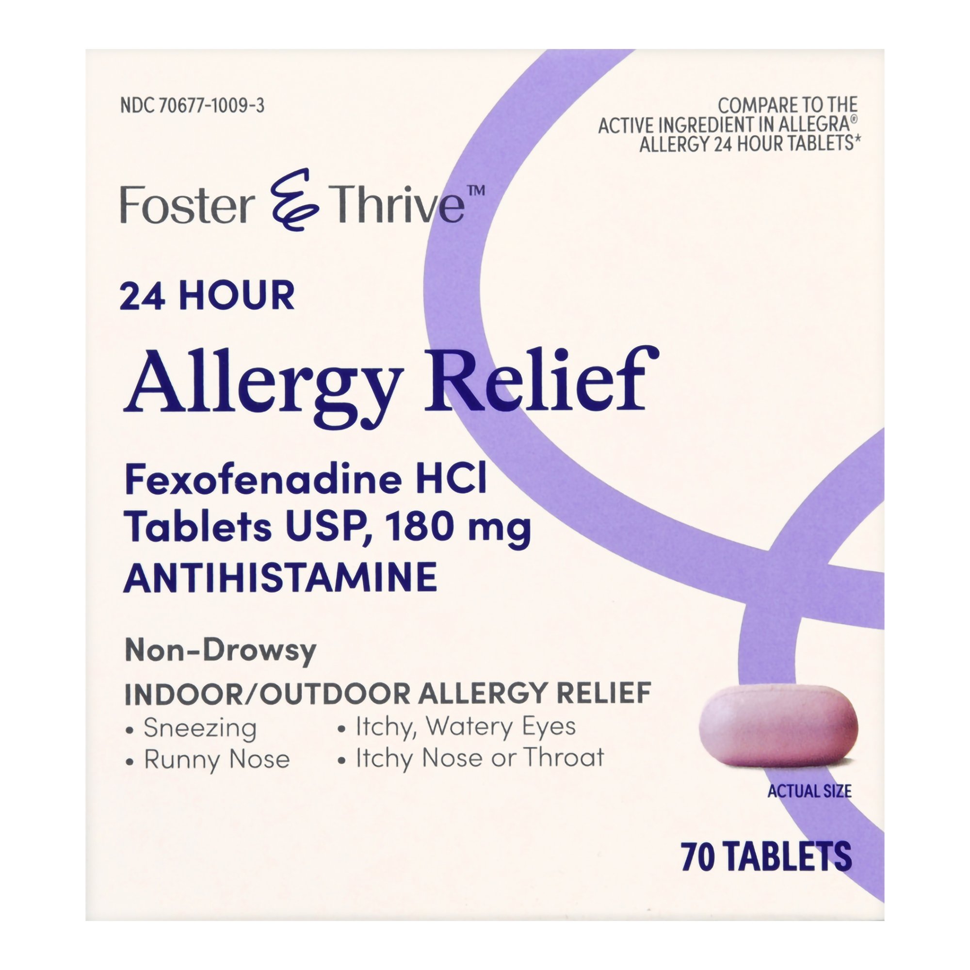 McKesson Brand 70677100903 - Foster & Thrive™ 24 Hour Allergy Relief Fexofenadine HCl USP 180 mg Tablets - 1/Bottle