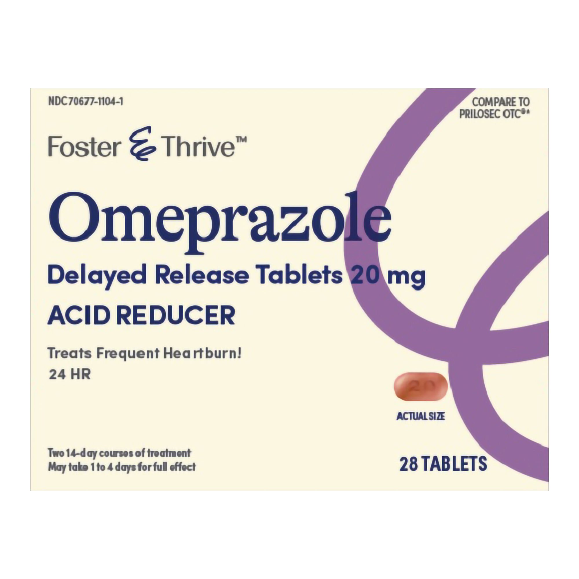 McKesson Brand - 70677110401 Foster & Thrive™ Omeprazole 20 mg Delayed Release Tablets