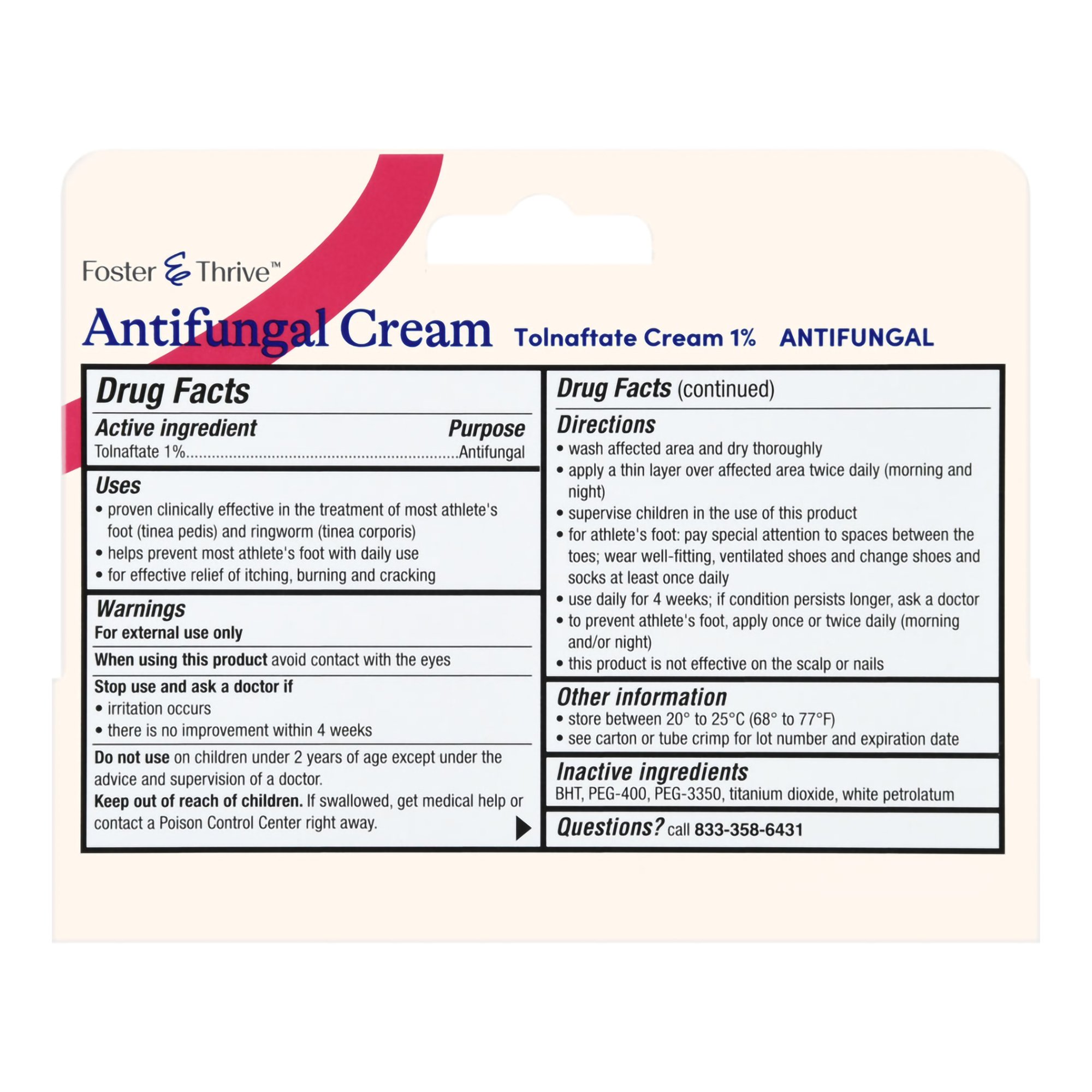McKesson Brand 70677100101 - Foster & Thrive™ Antifungal Cream Tolnaftate 1%, 0.5-ounce tube - 1/Each