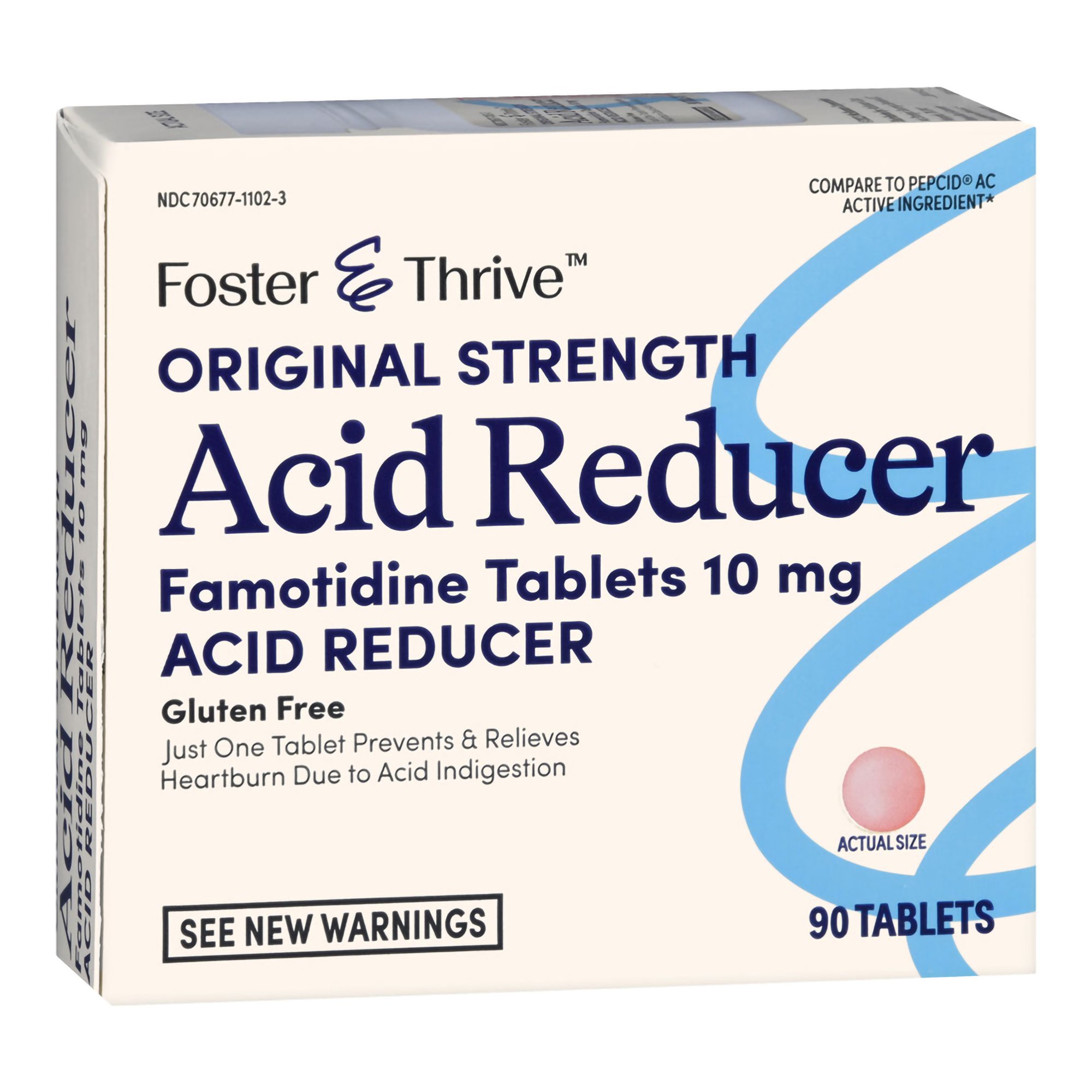 McKesson Brand 70677110203 - Foster & Thrive™ Original Strength Acid Reducer Famotidine Tablets 10 mg - 90/Box