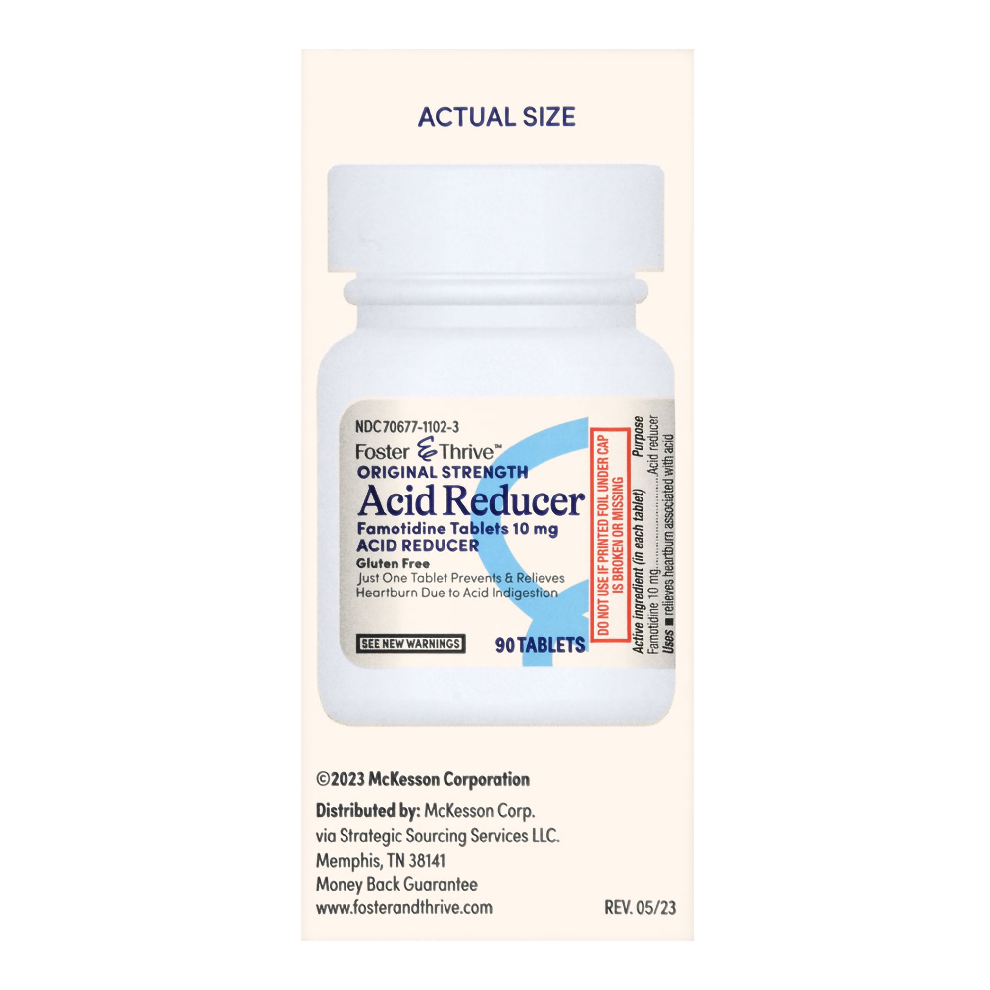 McKesson Brand 70677110203 - Foster & Thrive™ Original Strength Acid Reducer Famotidine Tablets 10 mg - 90/Box