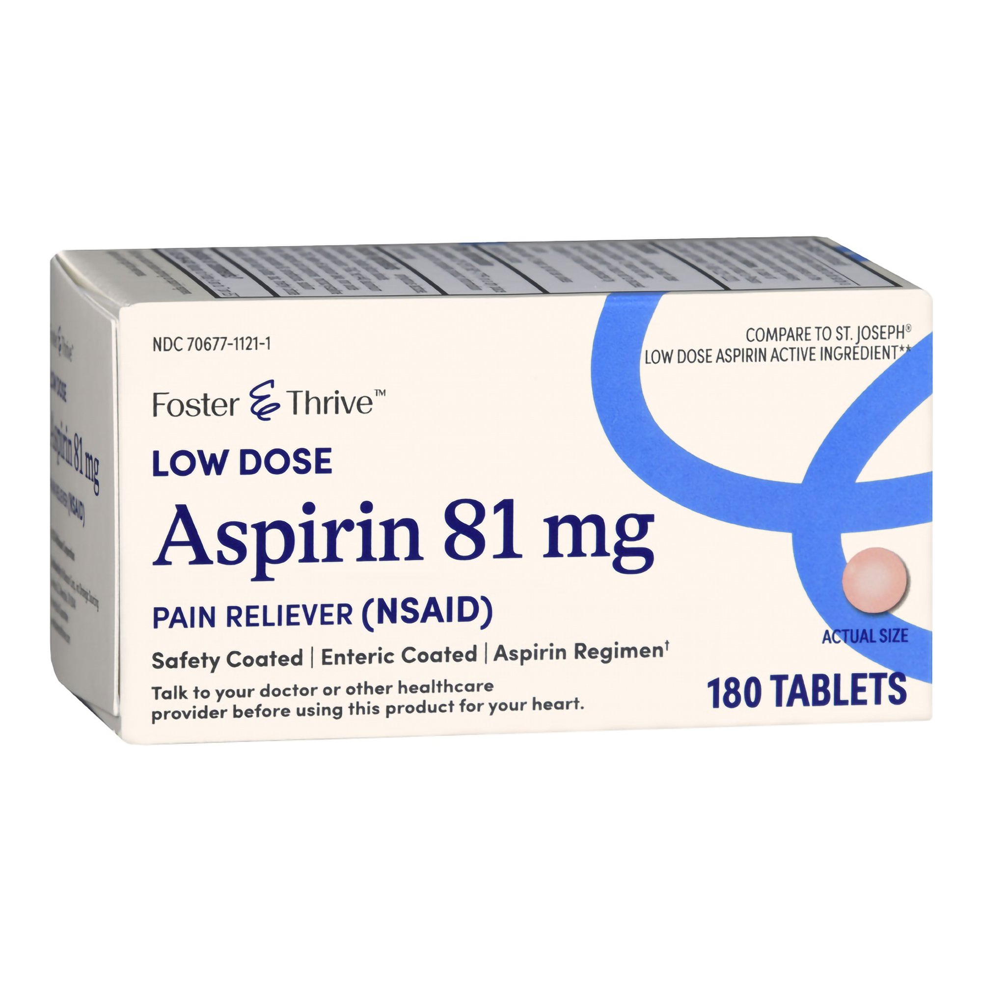 McKesson Brand 70677112101 - Foster & Thrive™ Low Dose Aspirin 81 mg Tablets - 1/Bottle