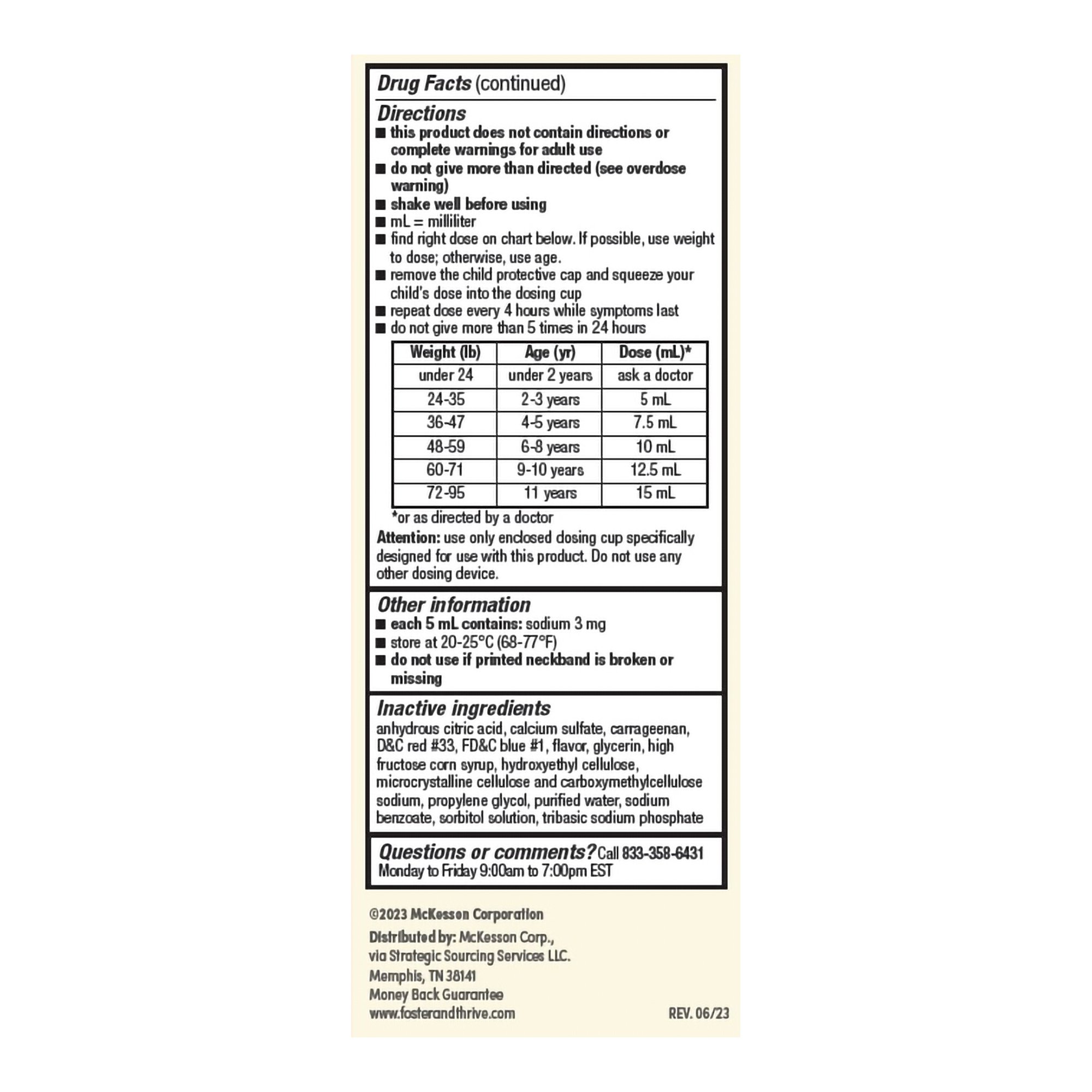 McKesson Brand 70677114301 - Foster & Thrive™ Acetaminophen Children's Pain Relief, Grape Flavor - 1/Each