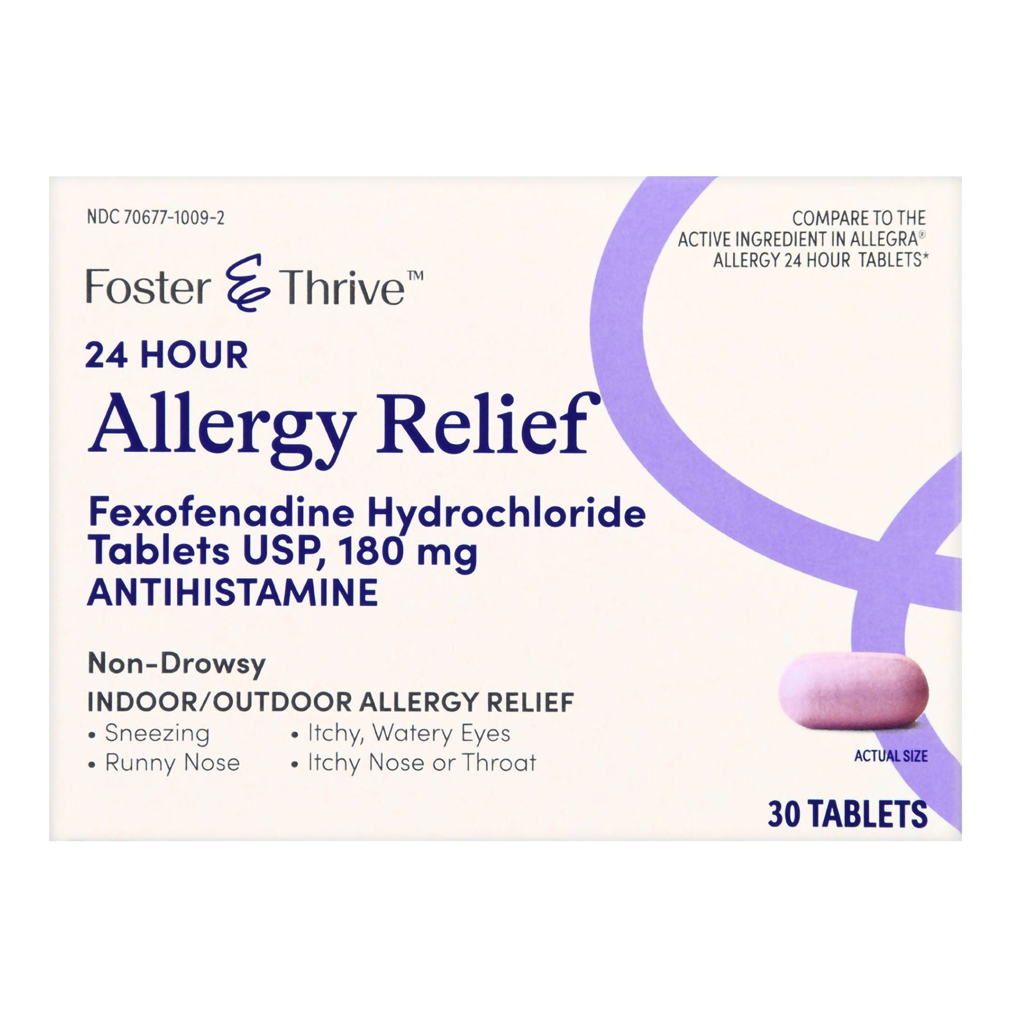 McKesson Brand - 70677100902 Foster & Thrive™ 24 Hour Allergy Relief Fexofenadine HCl USP 180 mg Tablets