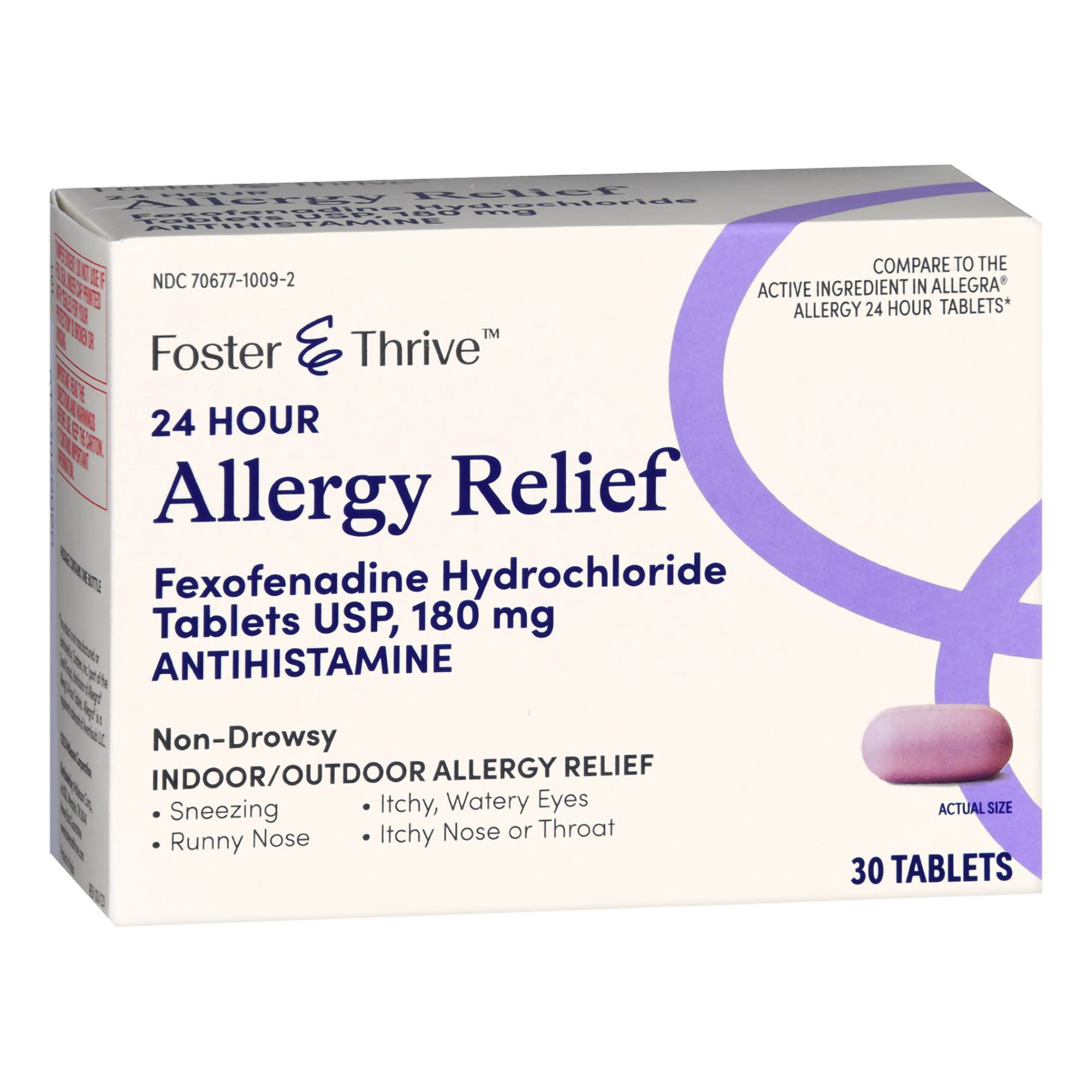 McKesson Brand 70677100902 - Foster & Thrive™ 24 Hour Allergy Relief Fexofenadine HCl USP 180 mg Tablets - 30/Box