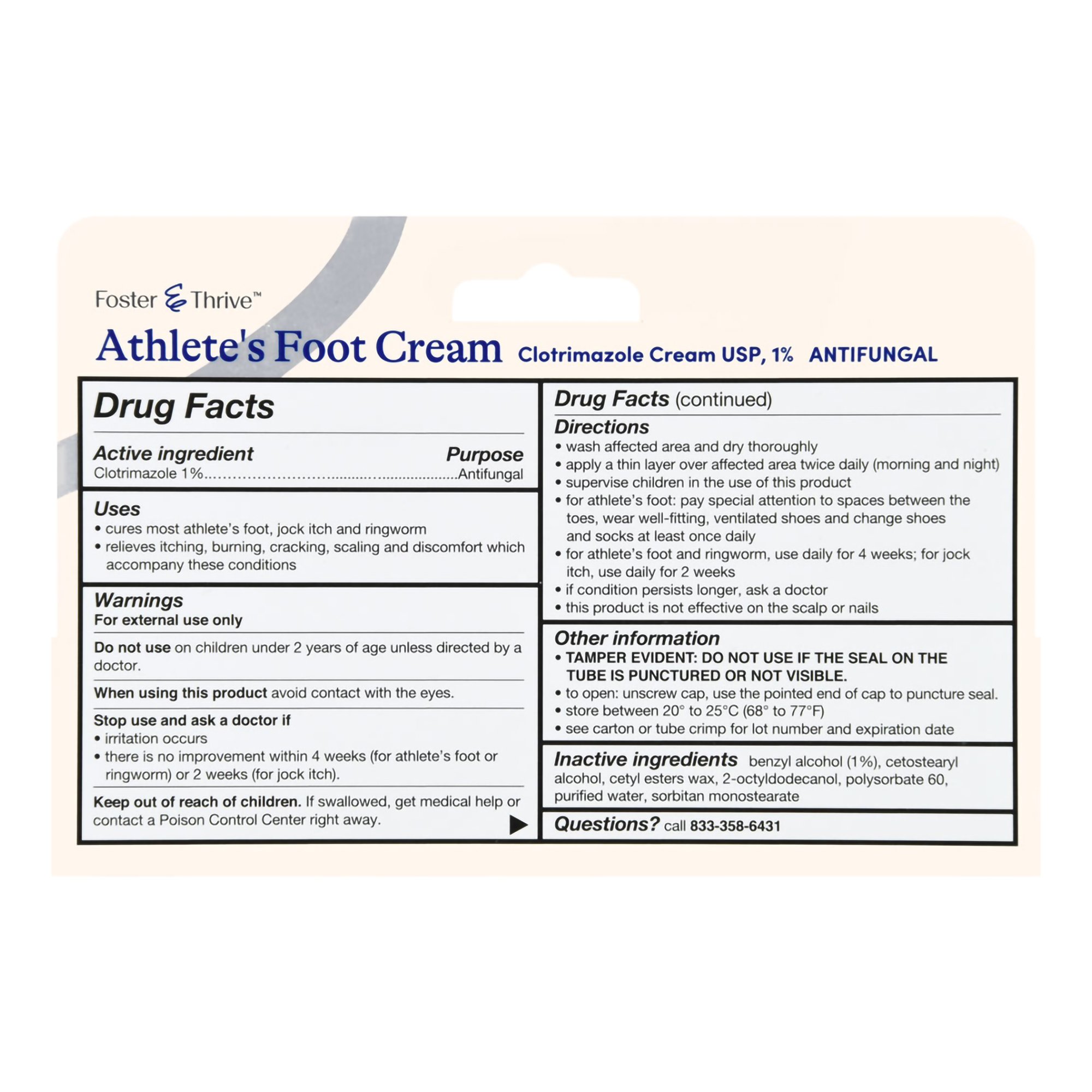 McKesson Brand 70677100201 - Foster & Thrive™ 1% Clotrimazole Athlete's Foot Cream - 1/Each