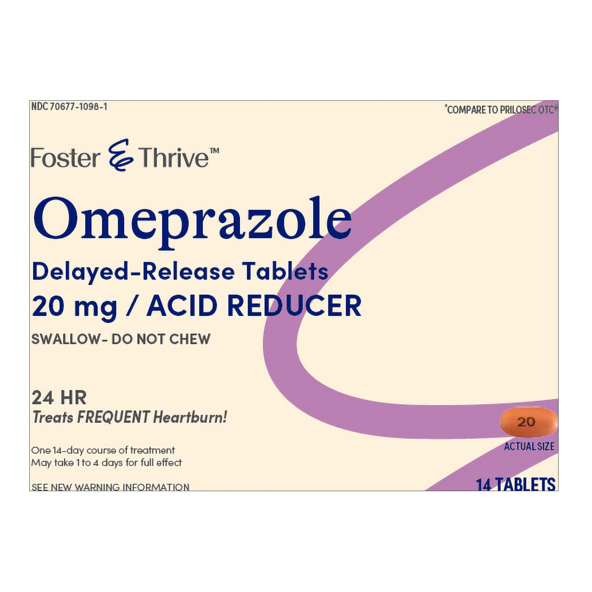 McKesson Brand - 70677109801 Foster & Thrive™ Omeprazole 20 mg Delayed Release Tablets