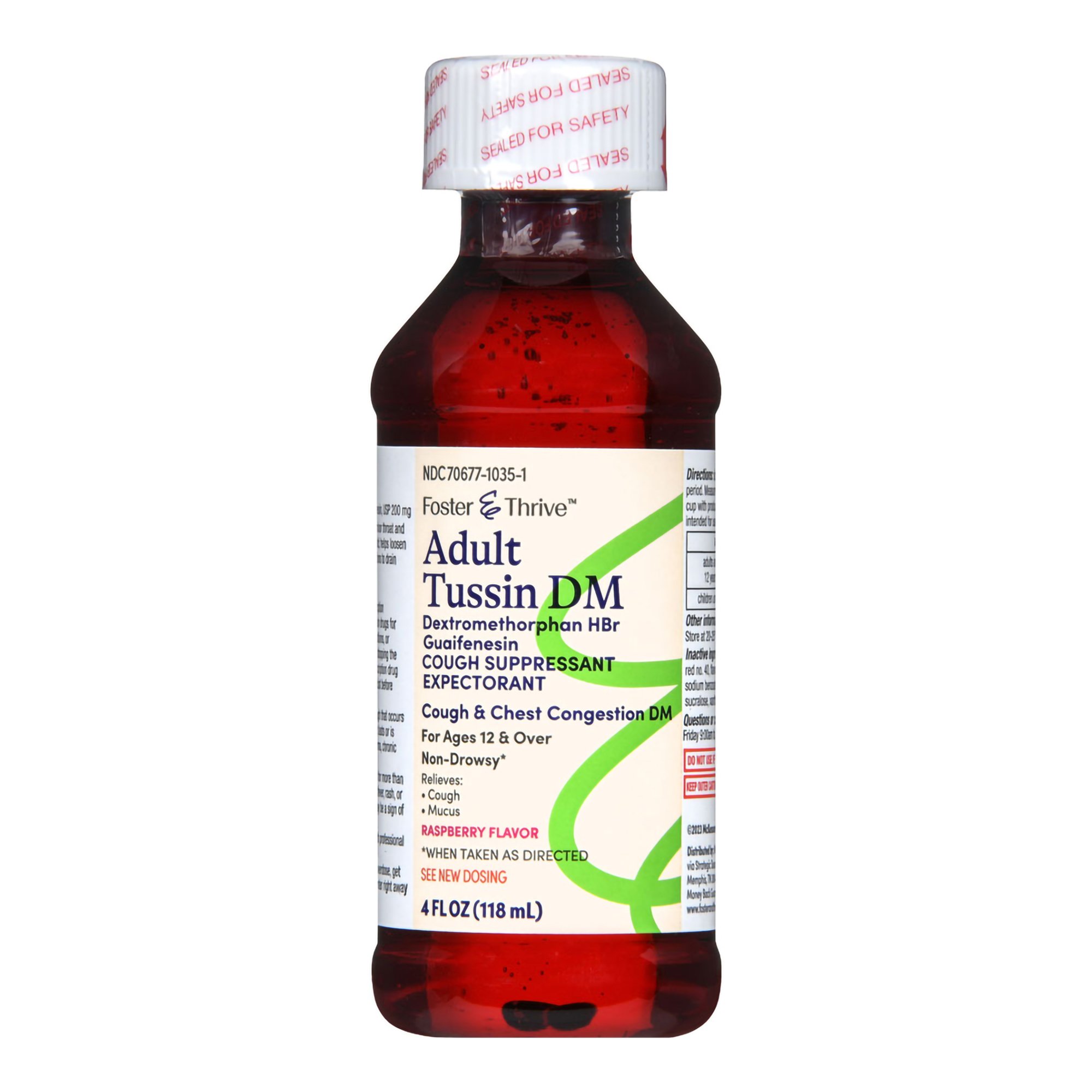 McKesson Brand 70677103501 - Foster & Thrive™ Adult Tussin DM Liquid, Raspberry Flavor - 1/Each
