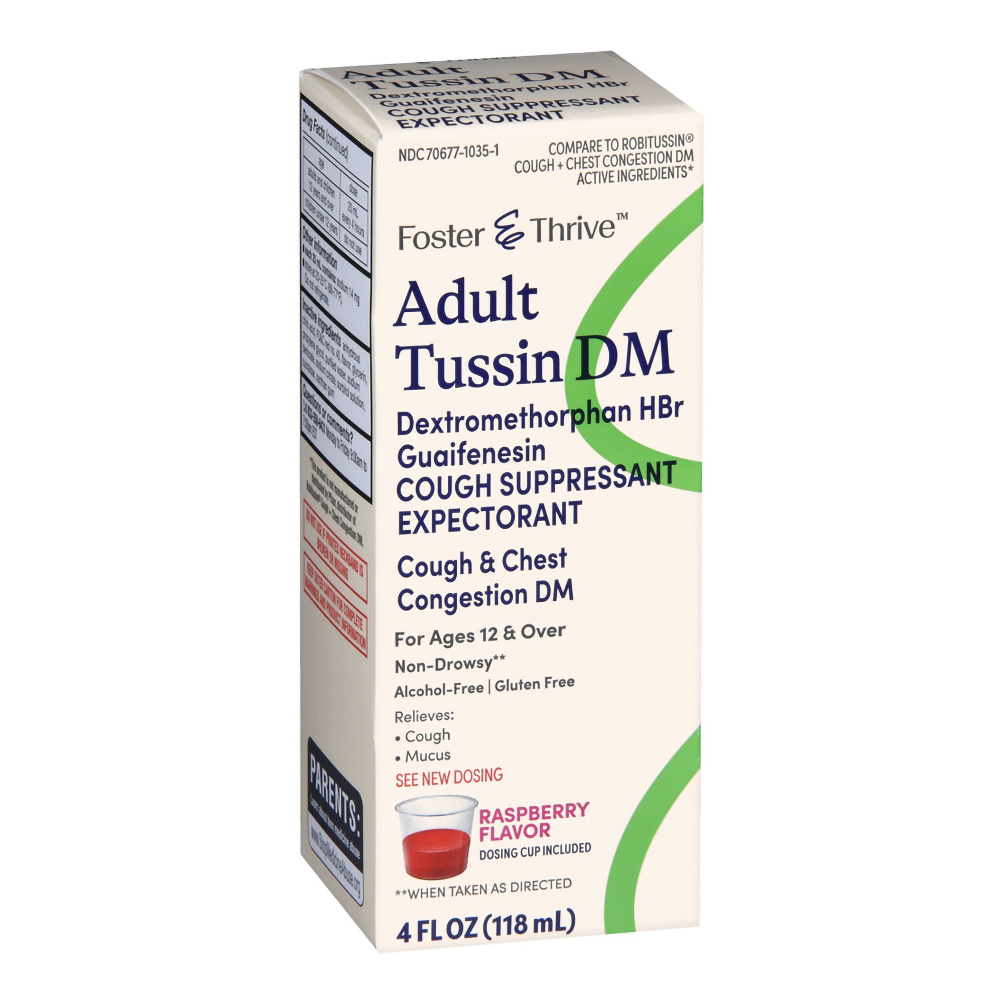 McKesson Brand 70677103501 - Foster & Thrive™ Adult Tussin DM Liquid, Raspberry Flavor - 1/Each