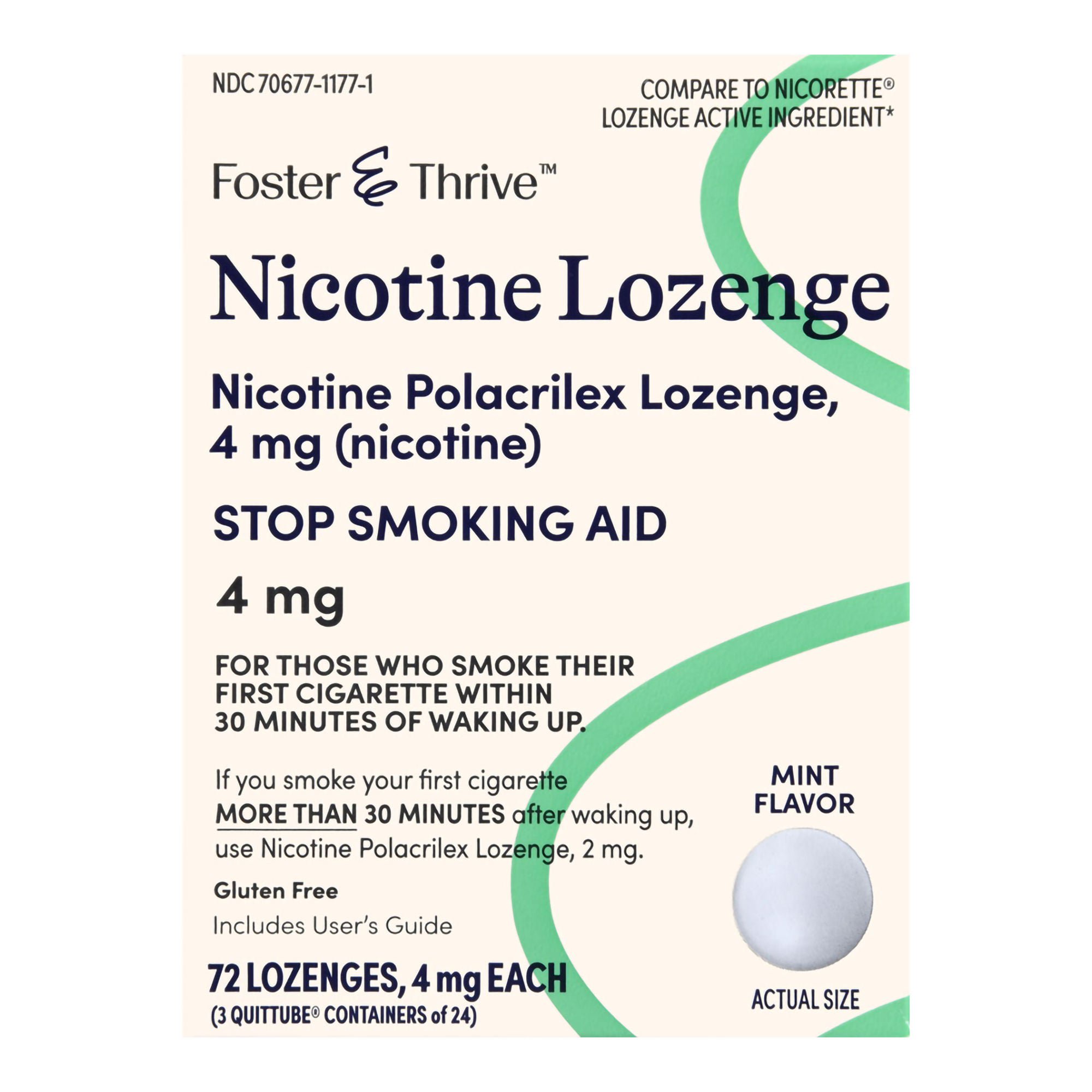 McKesson Brand - 70677117701 Foster & Thrive™ Nicotine Polacrilex 4 mg (Nicotine) Lozenges Mint