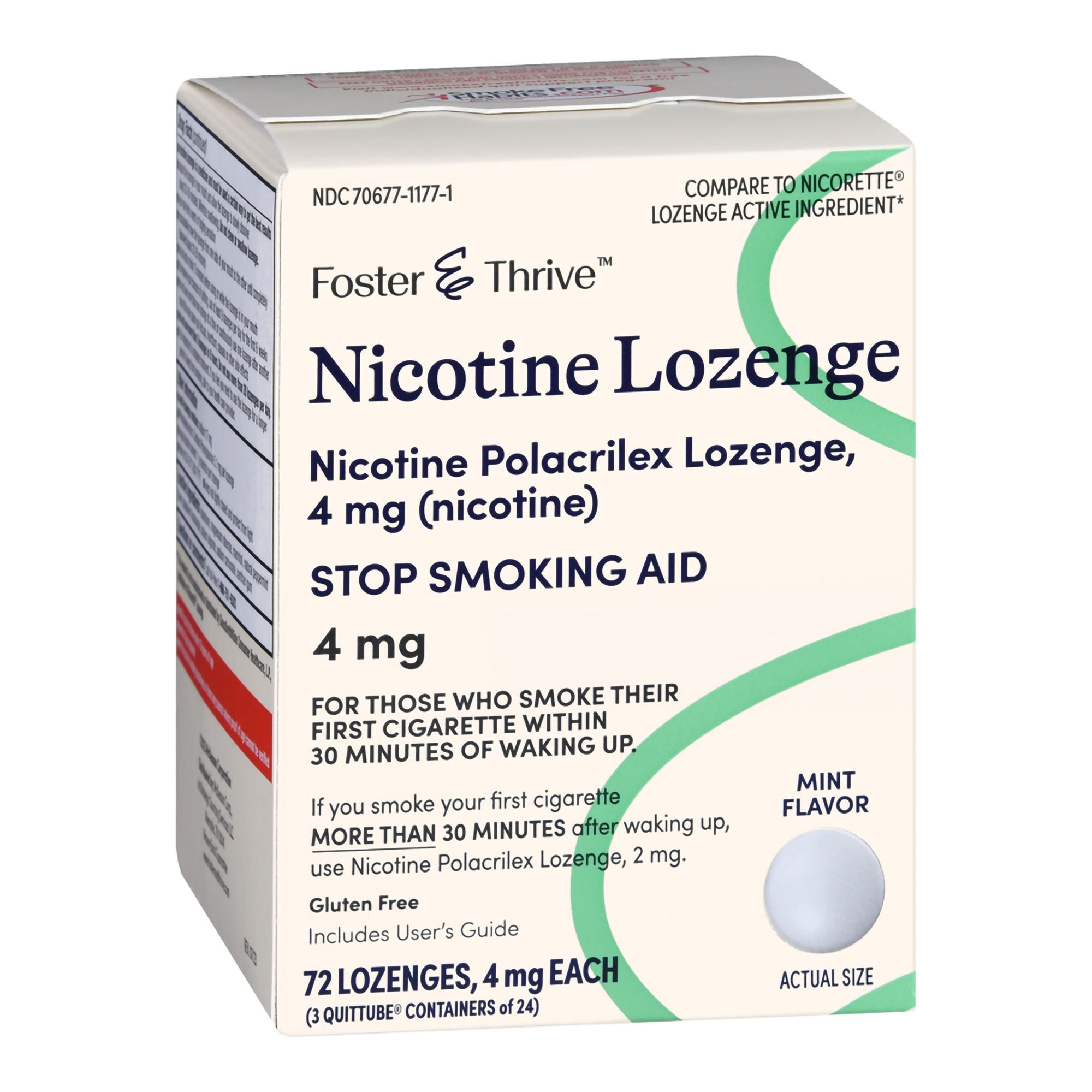 McKesson Brand 70677117701 - Foster & Thrive™ Nicotine Polacrilex 4 mg (Nicotine) Lozenges Mint - 1/Pack